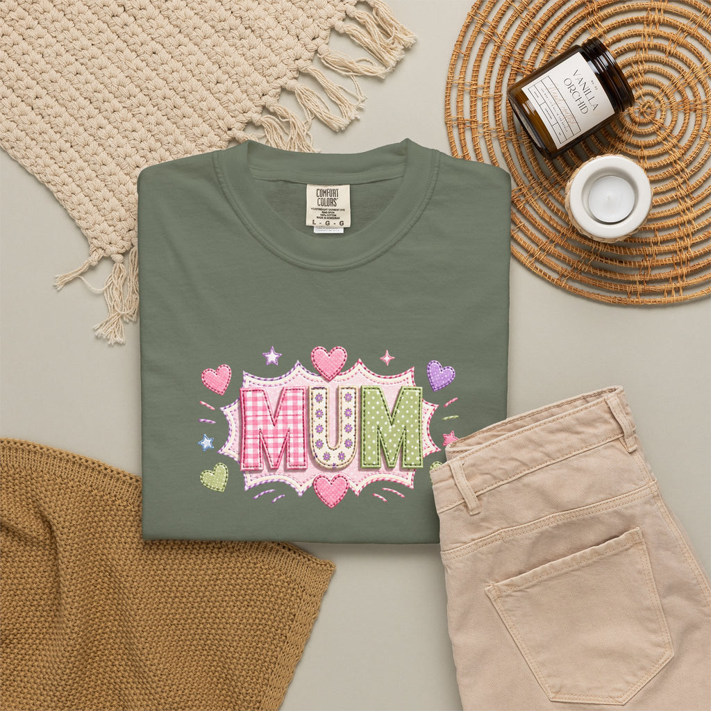 MUM Heart Patch Graphic T-Shirt — Cute Floral Mother’s Day Gift