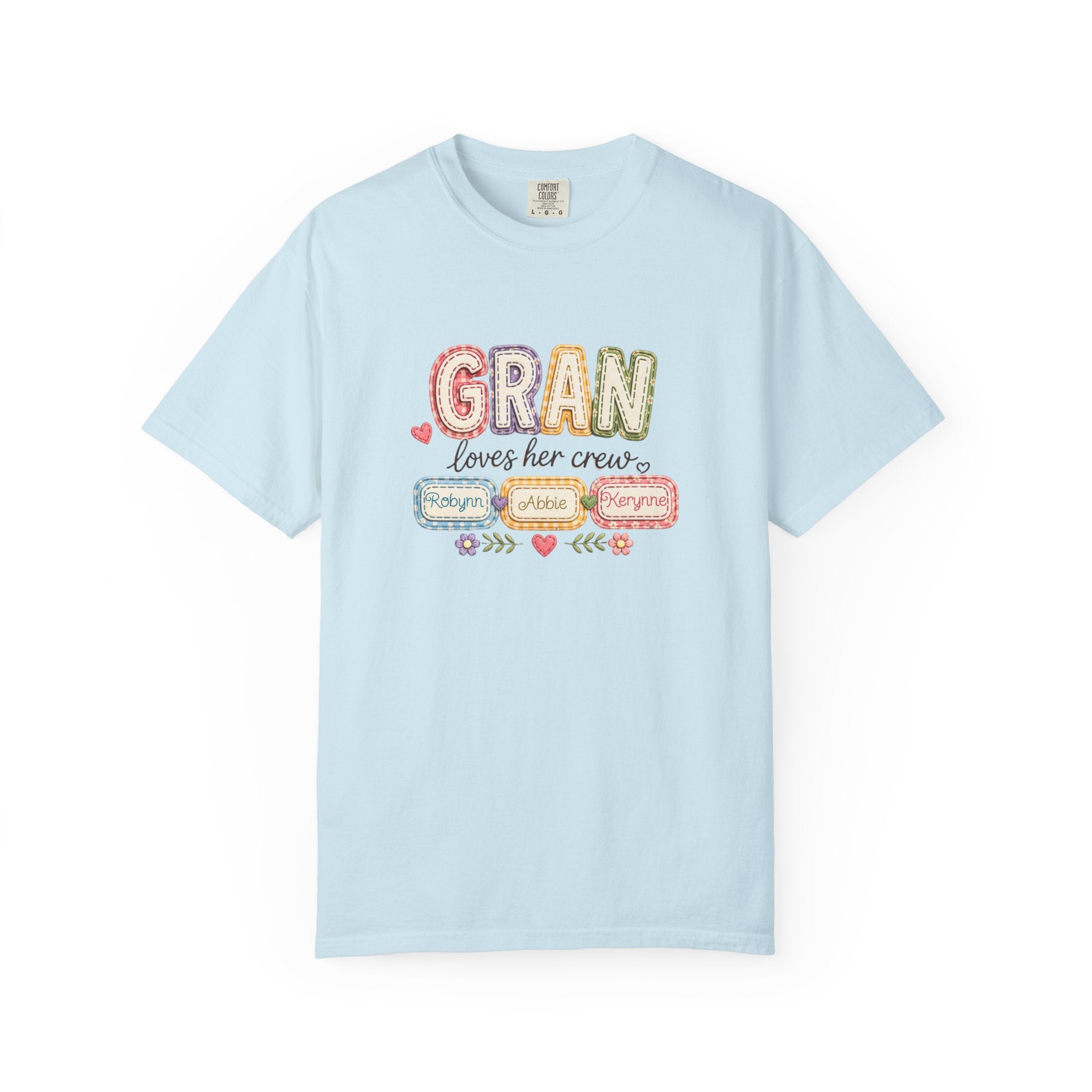 Gran Loves Her Crew T-Shirt — Personalized Grandma Family Names Tee