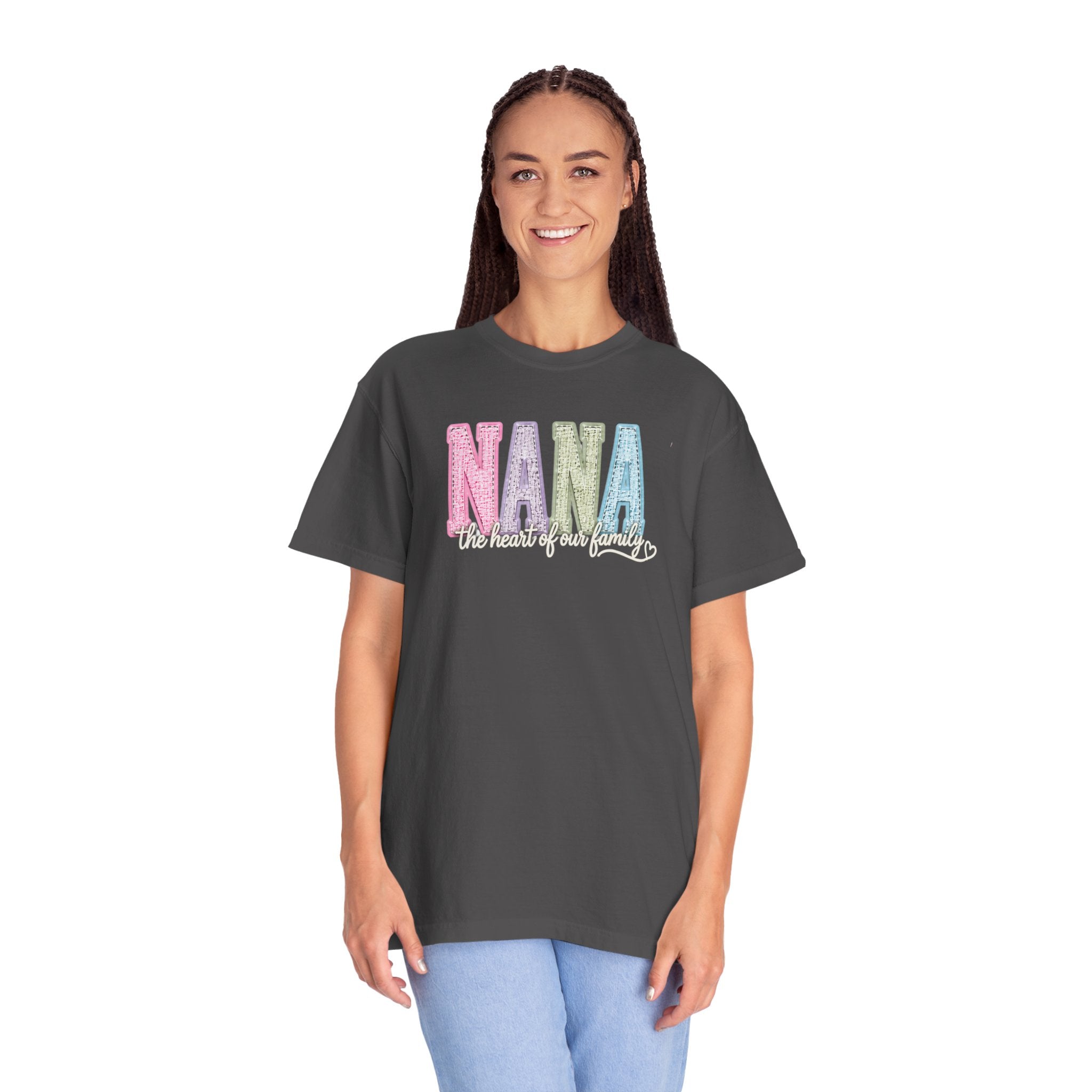 NANA Pastel Patchwork T-Shirt — "The Heart of Our Family" Gift