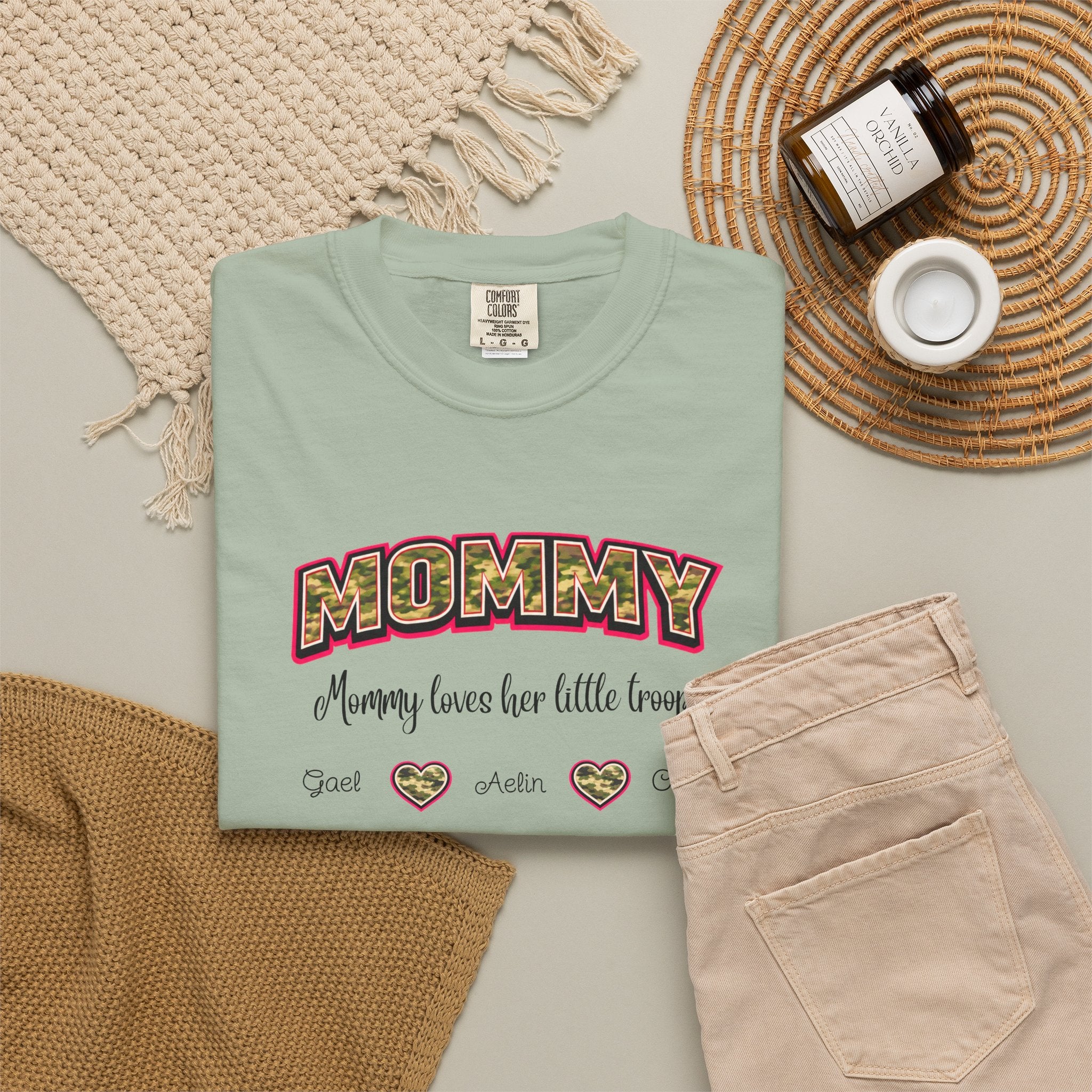 Mommy Camo Heart T-Shirt — "Mommy, I am here for little forever" Mother's Day Tee