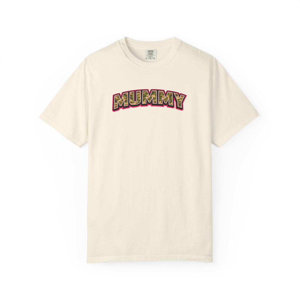MUMMY Camo Script T-Shirt — Vintage Comic Style Mommy Tee