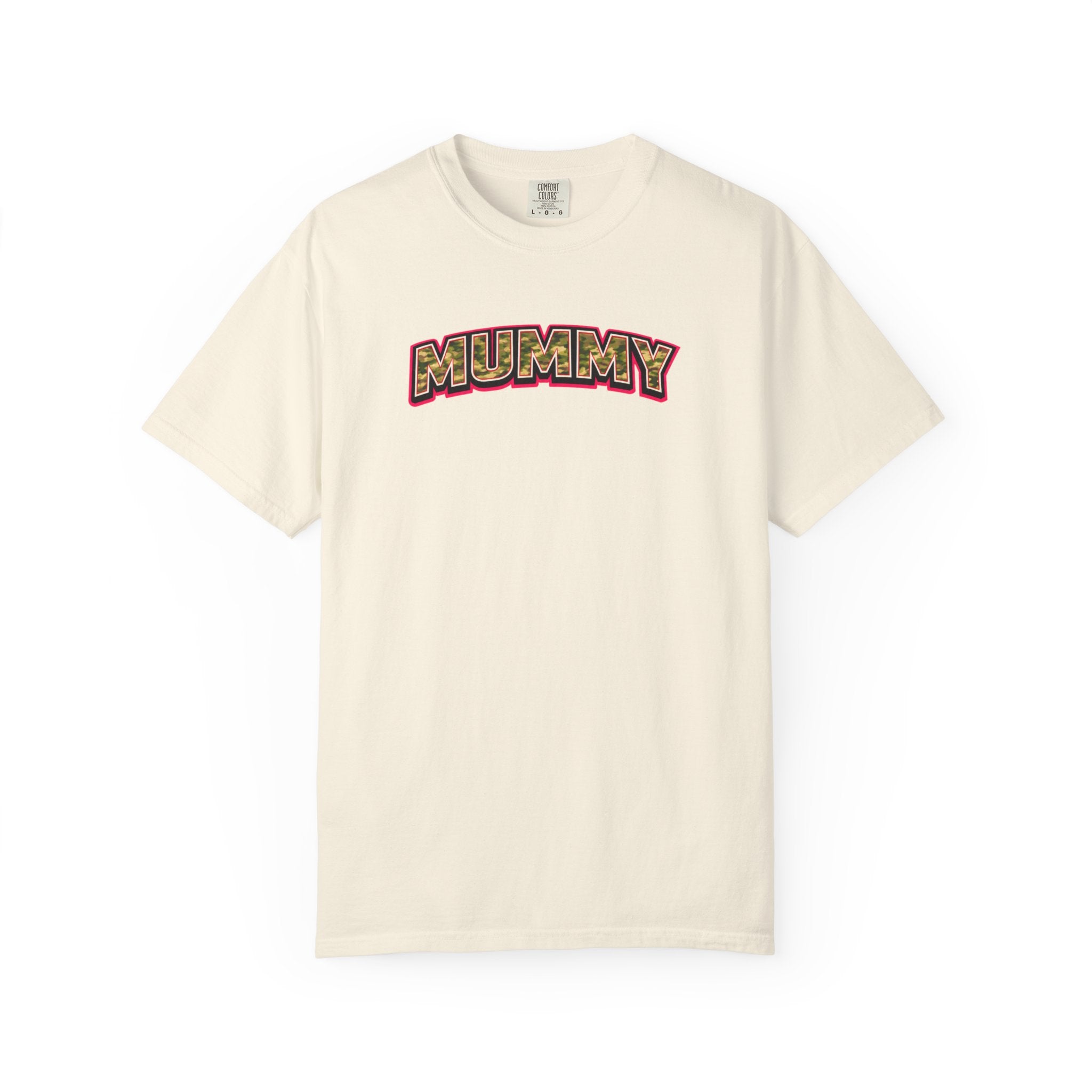 MUMMY Camo Script T-Shirt — Vintage Comic Style Mommy Tee