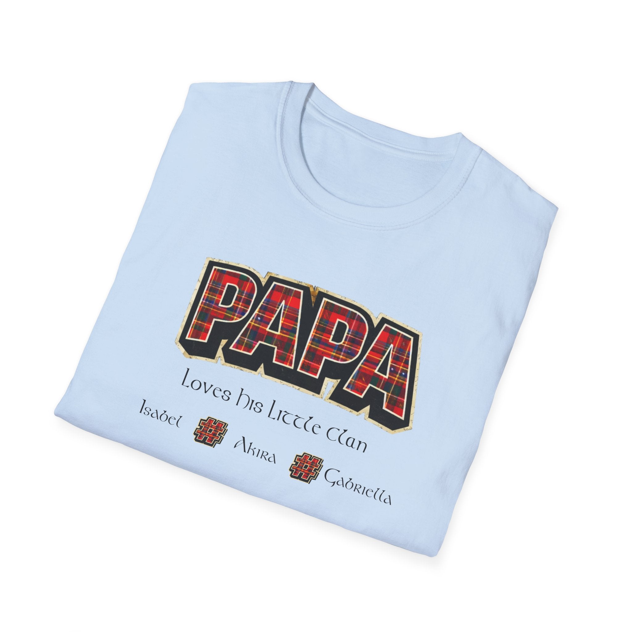 Papa Plaid T-Shirt – "Papa Loves his Little Clan" Grandfather Gift for Father's Day