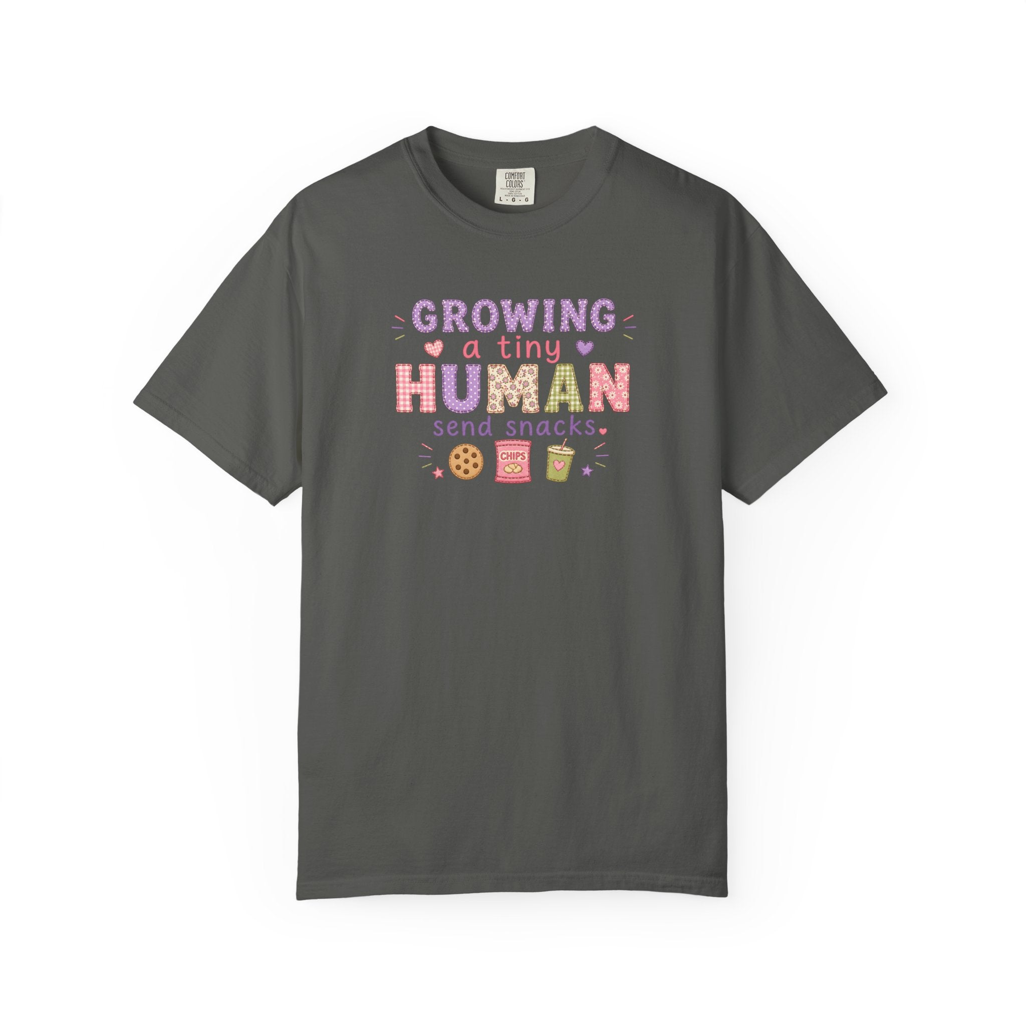 Growing a Tiny Human T-Shirt — "Growing a Tiny Human, Send Snacks" Maternity Tee