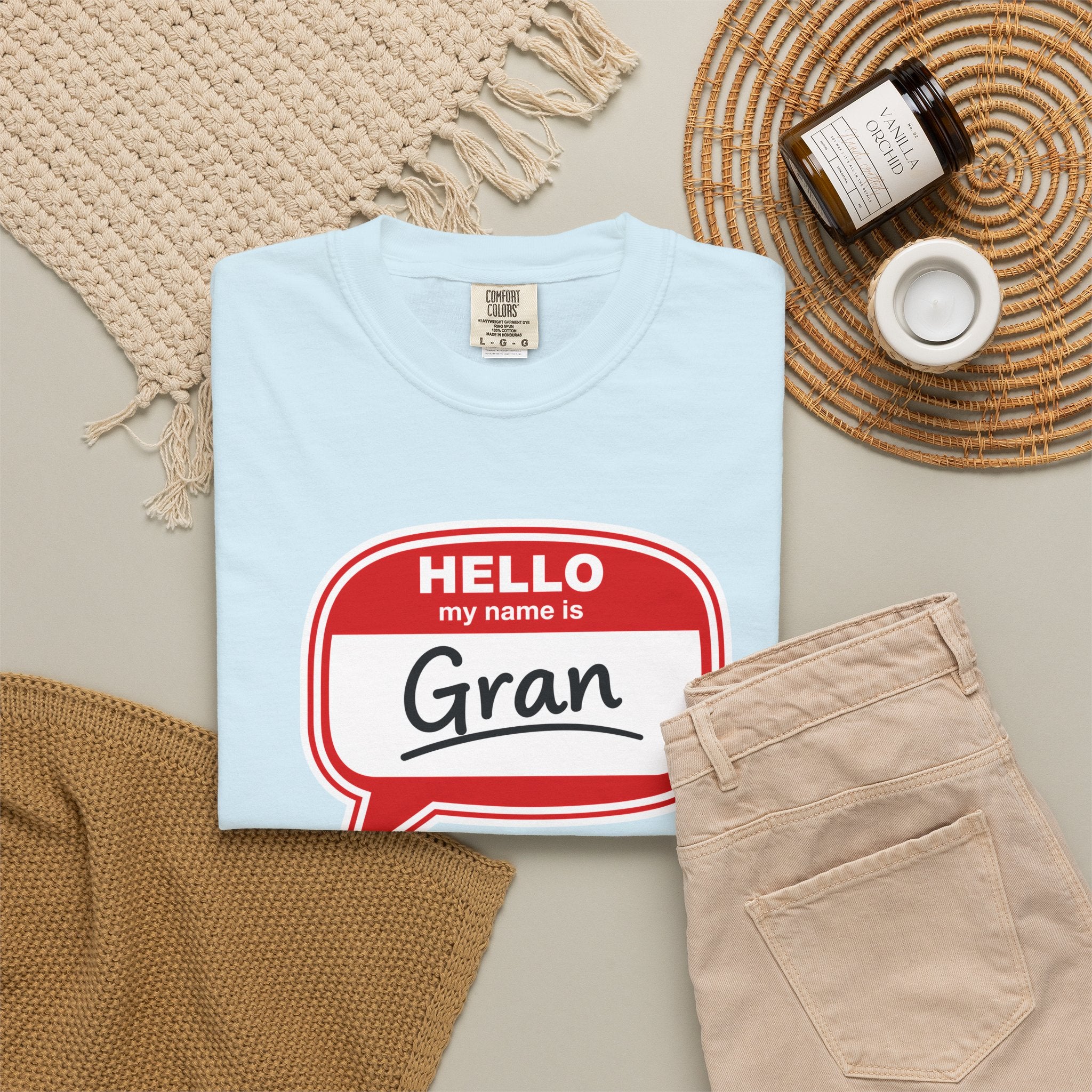 Hello My Name Is Gran T-Shirt – Funny Name Badge Tee for Grandmothers