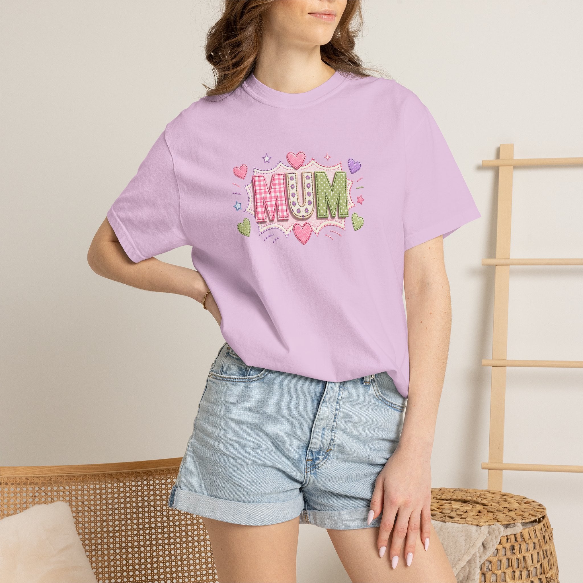 MUM Heart Patch Graphic T-Shirt — Cute Floral Mother’s Day Gift
