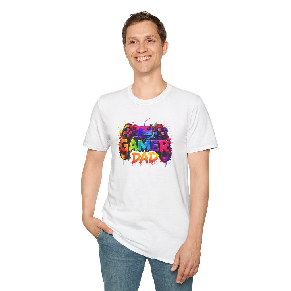 Gamer Dad Colourful Controller Design T-Shirt