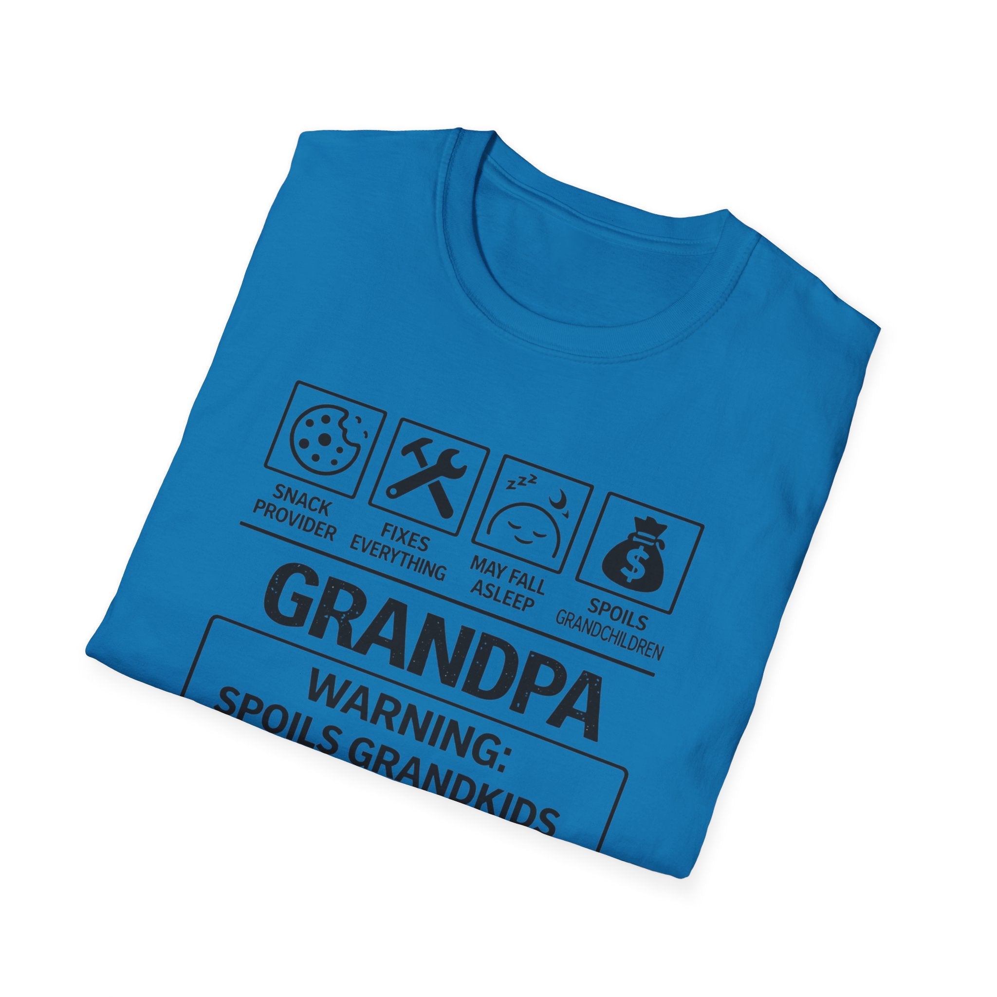 Grandpa Warning T-Shirt — "Spoils Grandkids & Hands Out Biscuits" Funny Grandpa Gift