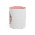 Pink Accent Coffee Mug — Cute Floral "Gran Club" Retro Badge Design