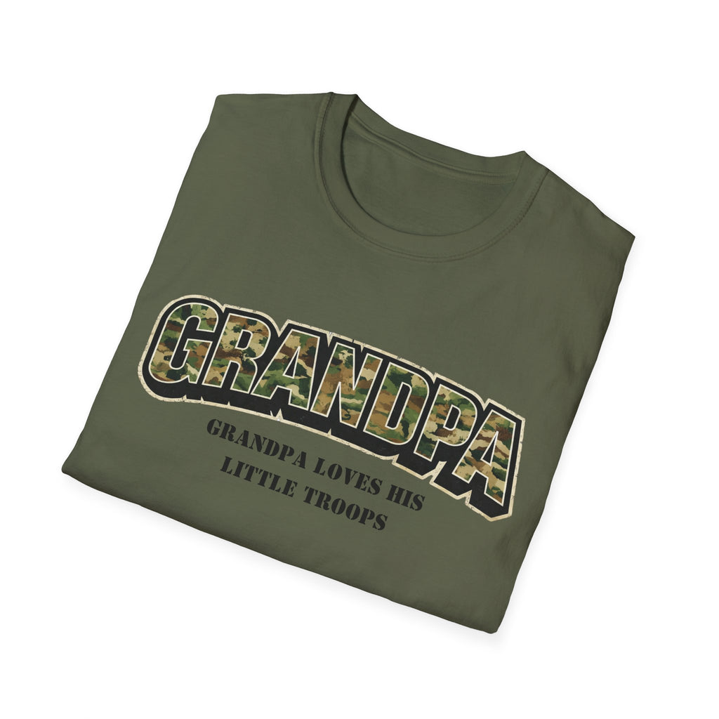 Grandpa Camo T-Shirt — "Grandpa Loves His Little Troops" Military Dad Gift