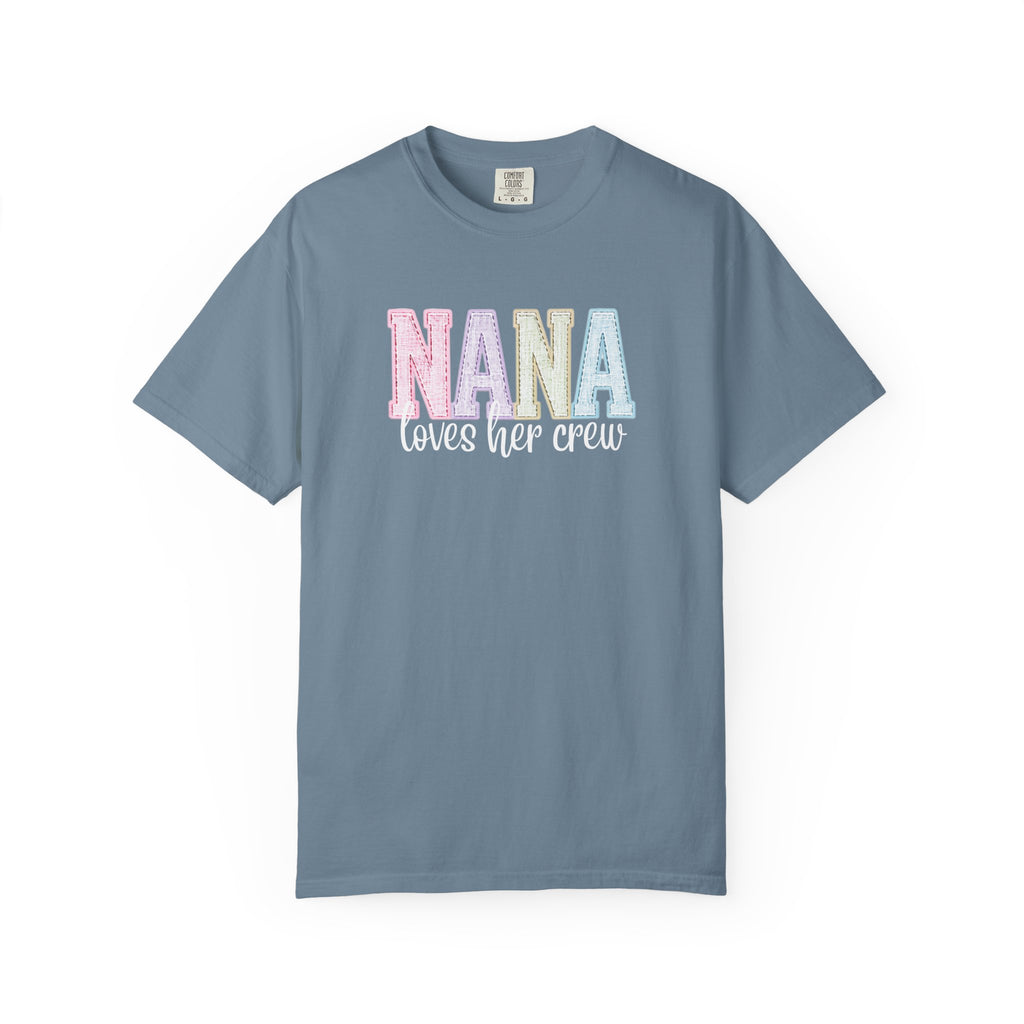 Nana Pastel Varsity T-Shirt — Soft Vintage Lettering Gift for Grandma (Mother's Day/Birthday)