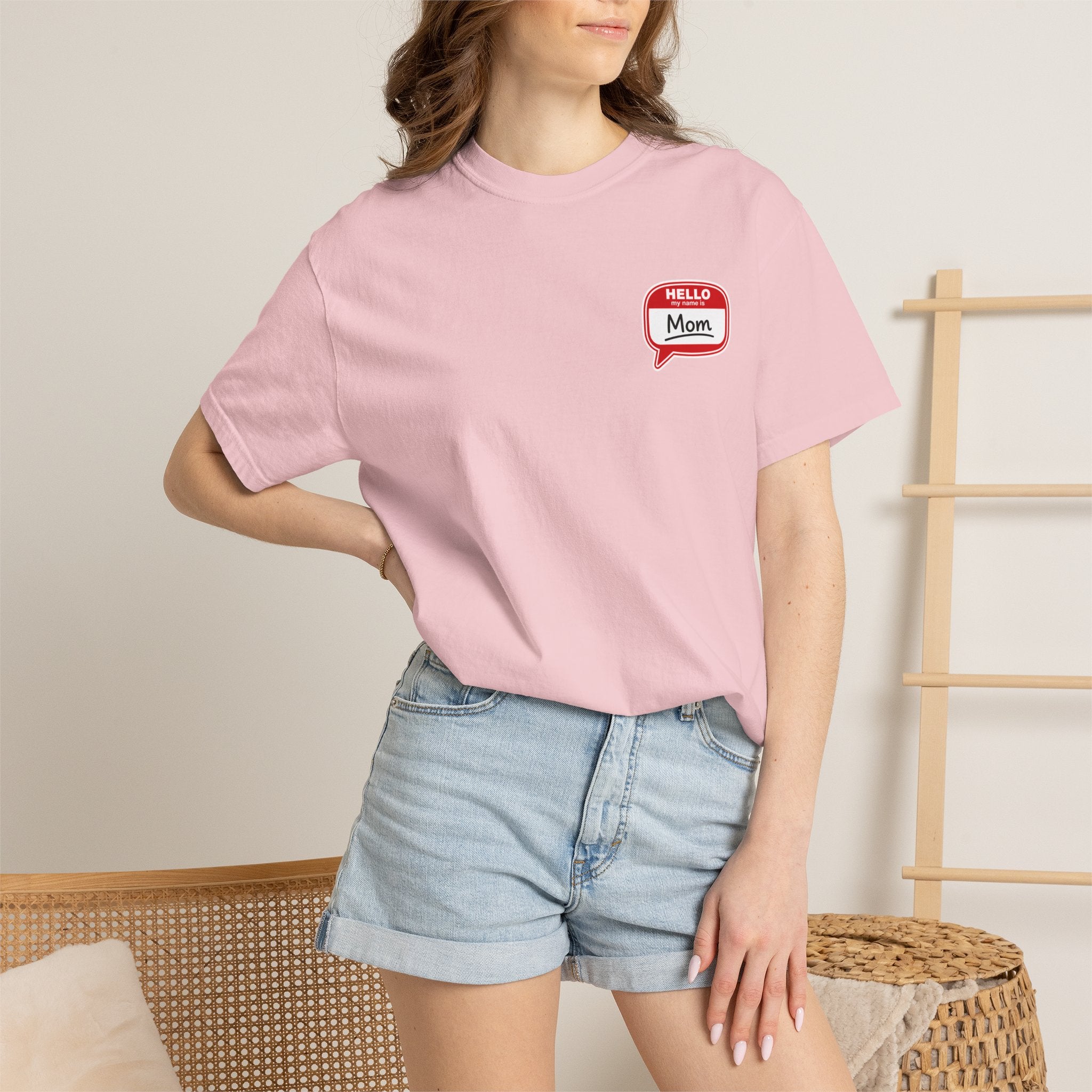 Mom Name Tag T-Shirt — "Hello, Mom" Casual Tee
