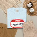 Hello My Name Is Grandmother T-Shirt - Retro Name Badge Tee for Moms & Grandmas