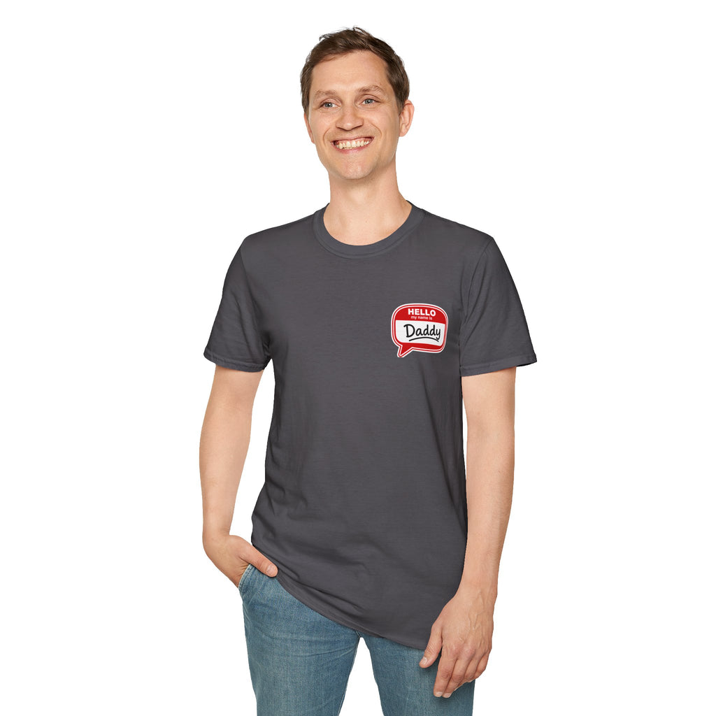 Daddy Name Tag T-Shirt - 'Hello Daddy' Retro Speech Bubble Tee