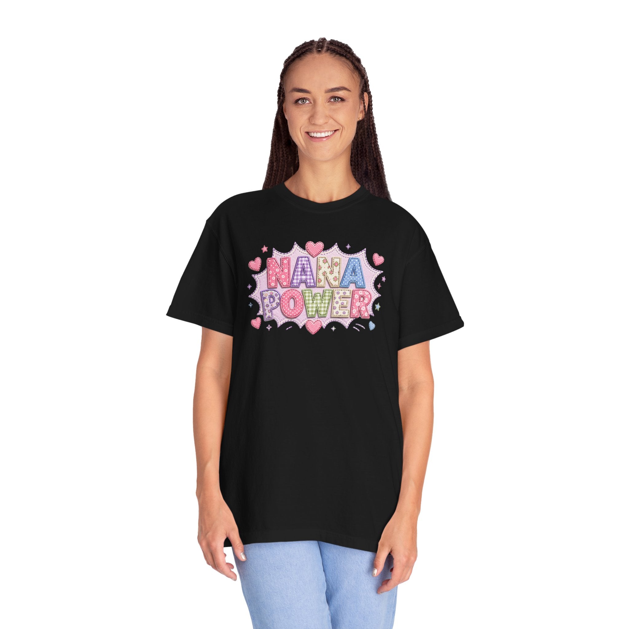 Nana Power T-Shirt — Playful Retro Heart Graphic for Grandmother Gifts