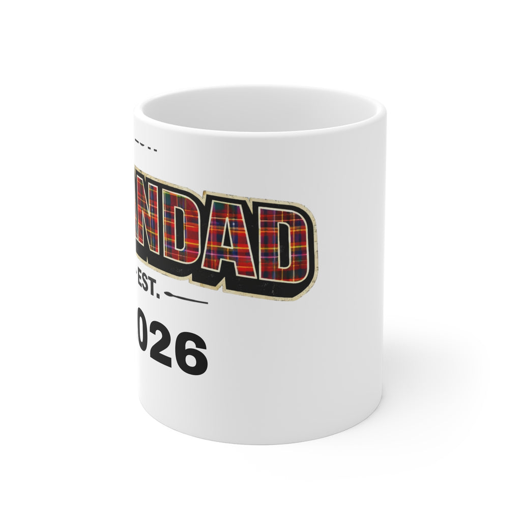 Granddad Est. 2026 Plaid Coffee Mug — New Grandparent Gift