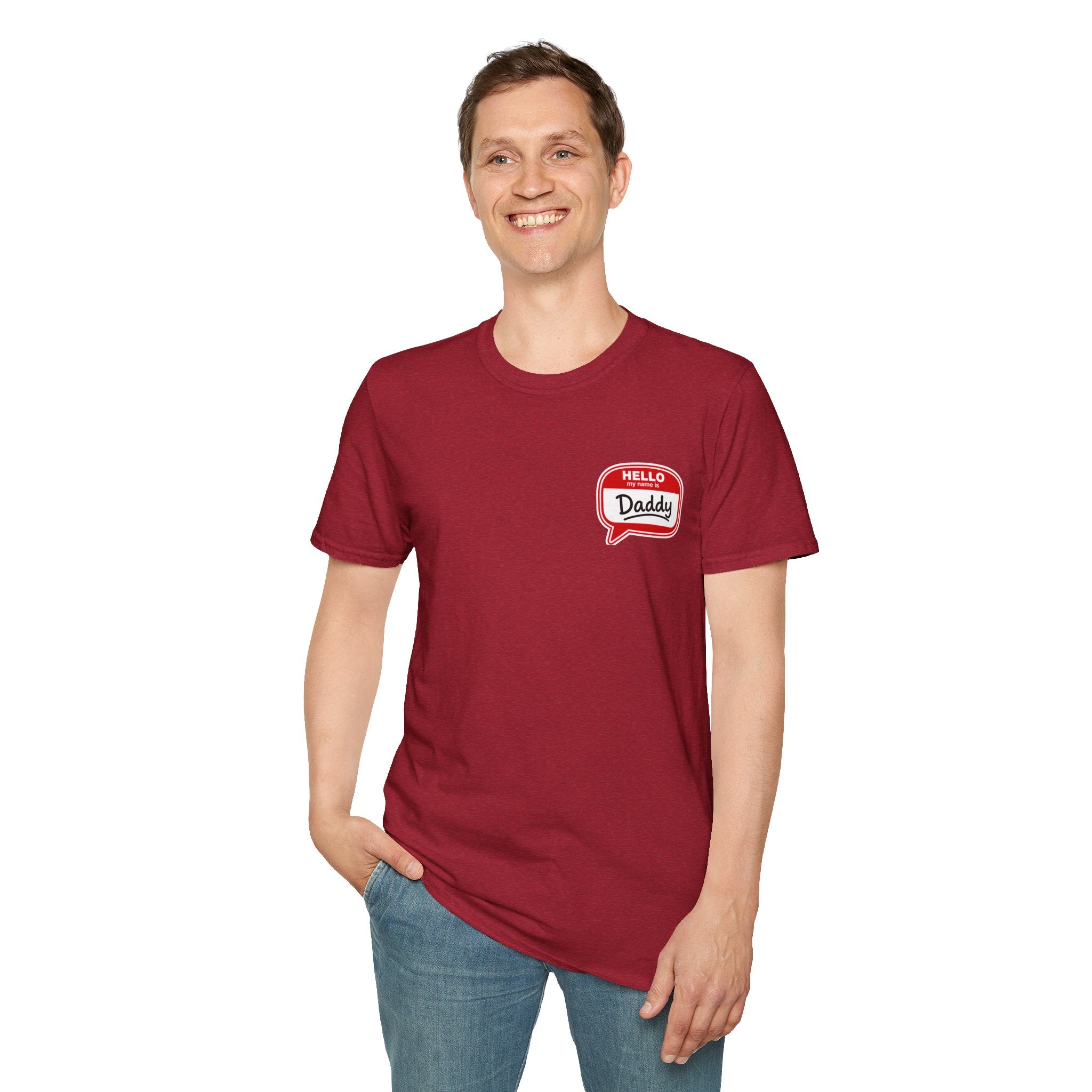 Daddy Name Tag T-Shirt - 'Hello Daddy' Retro Speech Bubble Tee