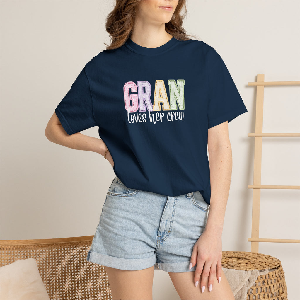 Gran Loves Her Crew T-Shirt — Pastel Grandma Shirt for Mother's Day & Family Gifts