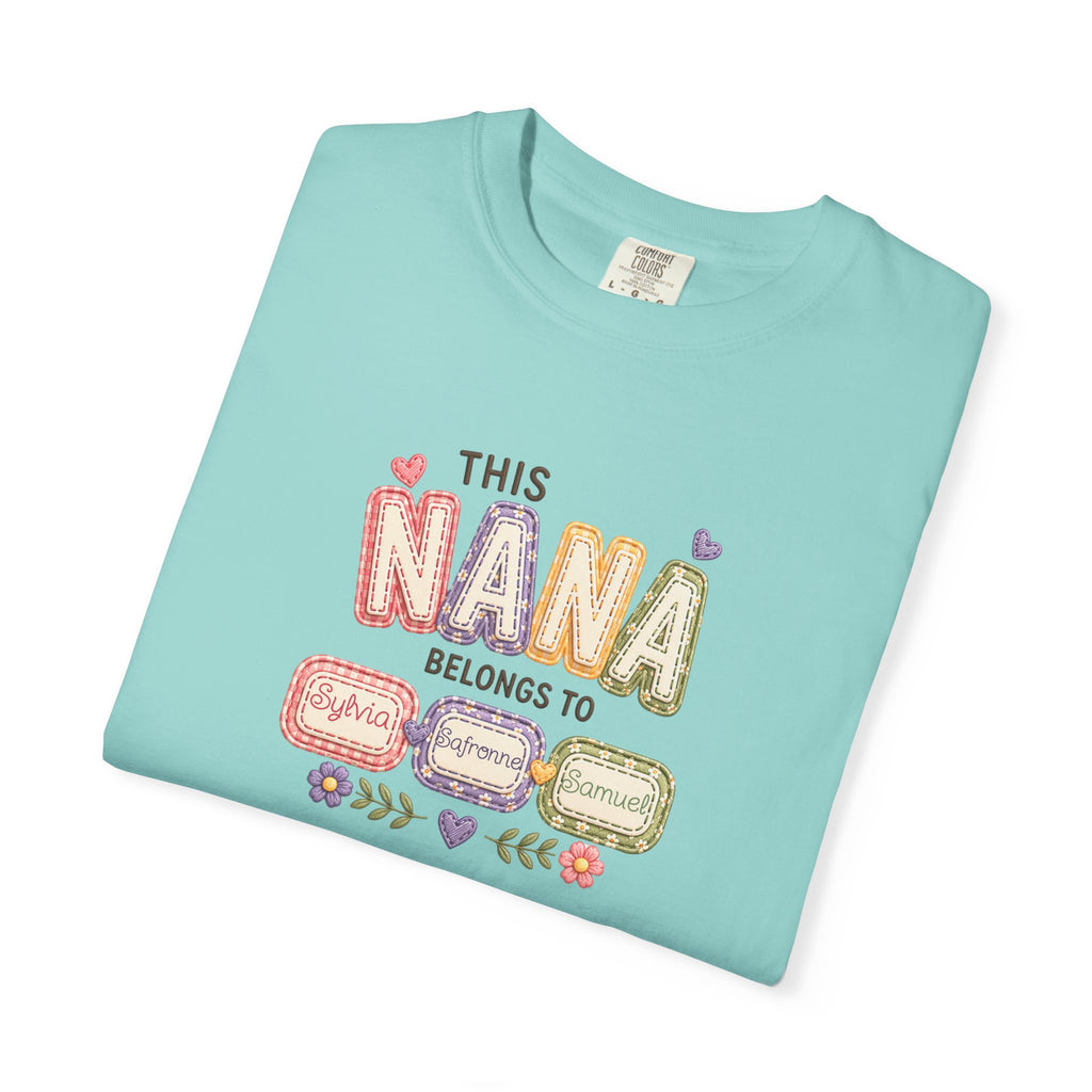 Nana Family Name T-Shirt — "This Nana Belongs To" Floral Grandma Gift