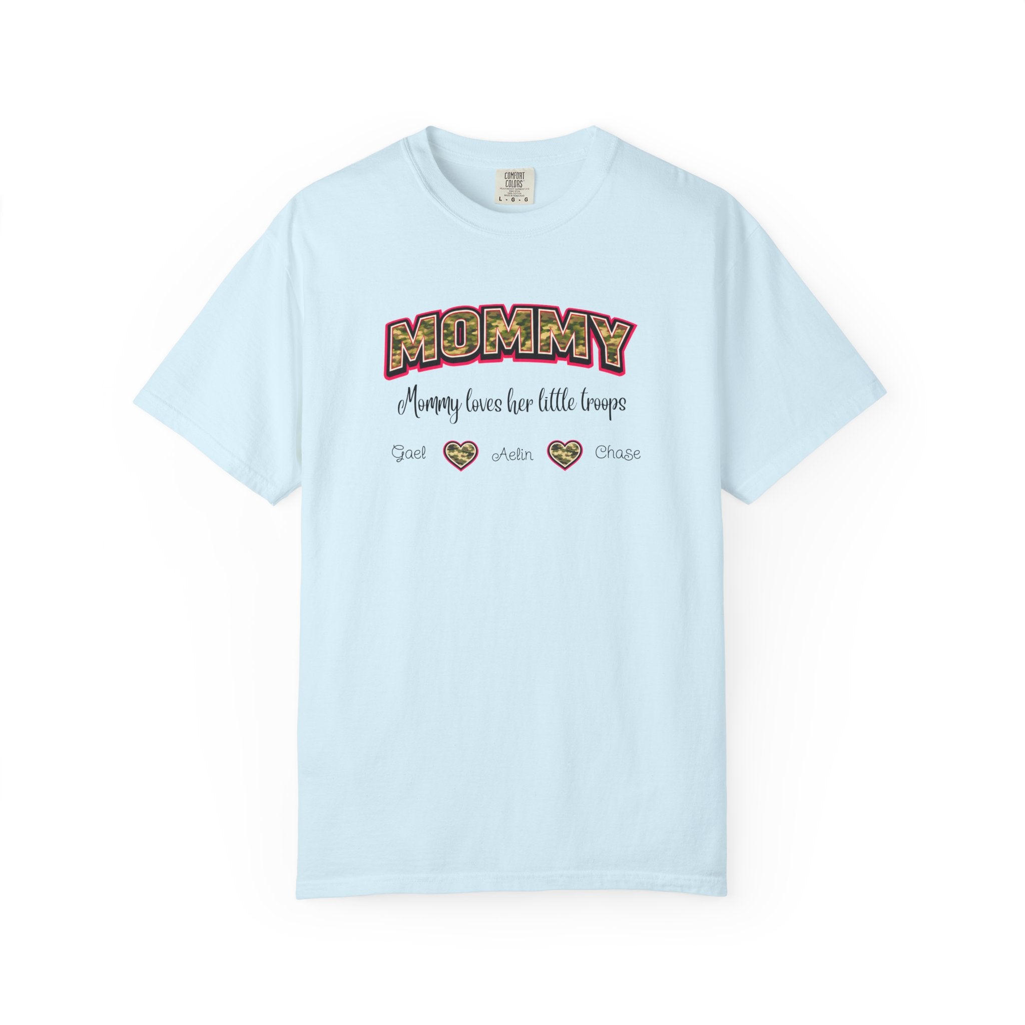 Mommy Camo Heart T-Shirt — "Mommy, I am here for little forever" Mother's Day Tee