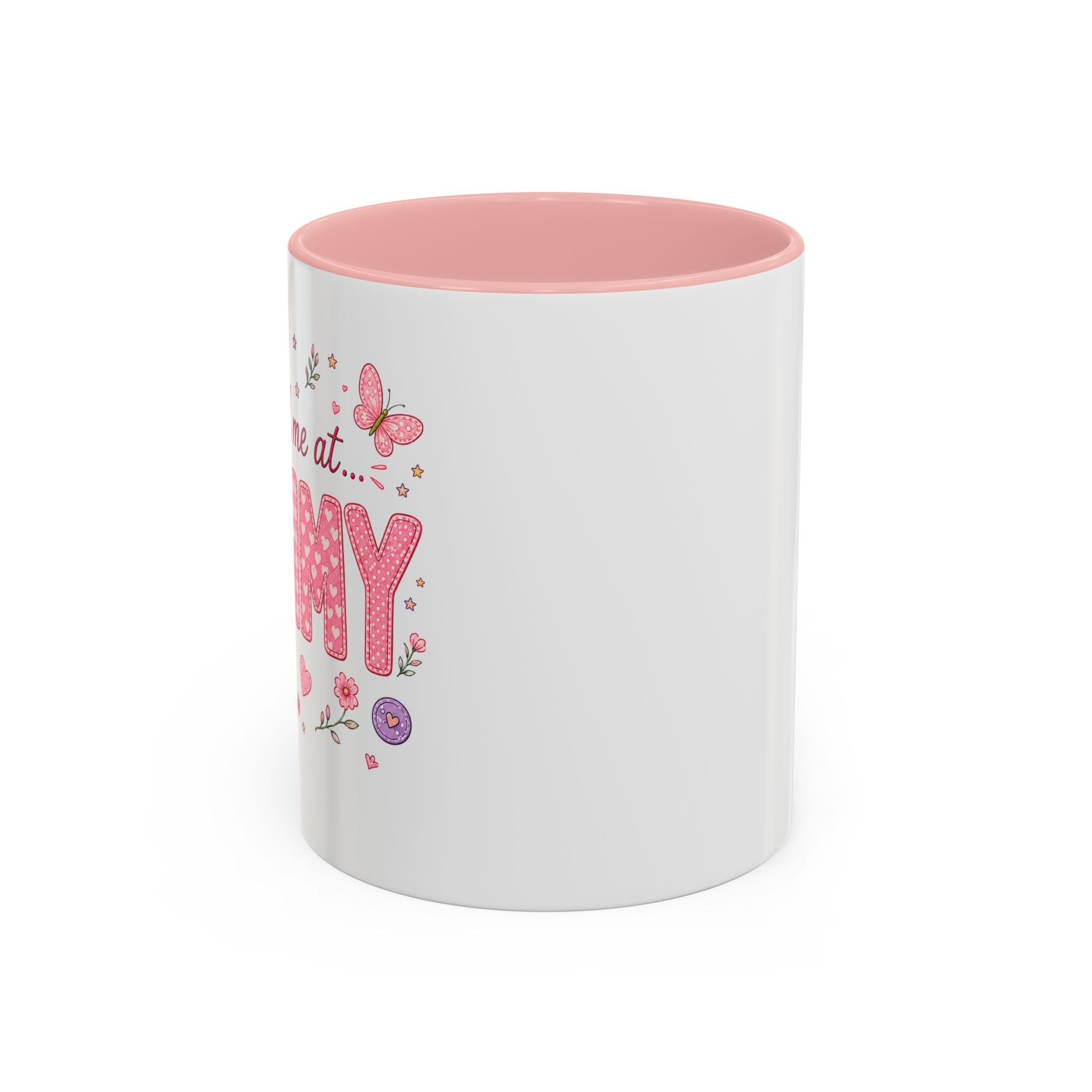 Pink Floral "You had me at MOMMY" Accent Coffee Mug — Cute Butterfly Tea & Coffee Cup (11/15oz)