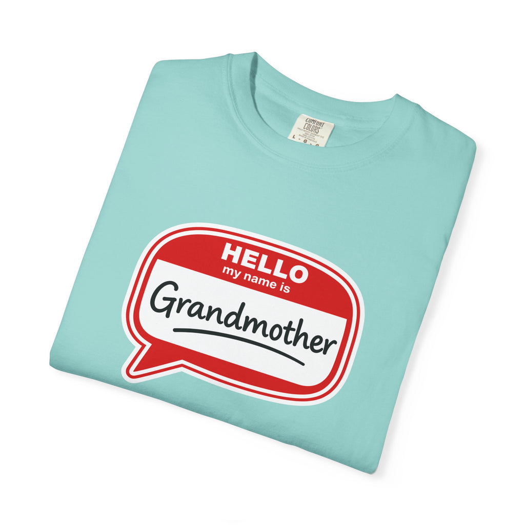 Hello My Name Is Grandmother T-Shirt - Retro Name Badge Tee for Moms & Grandmas