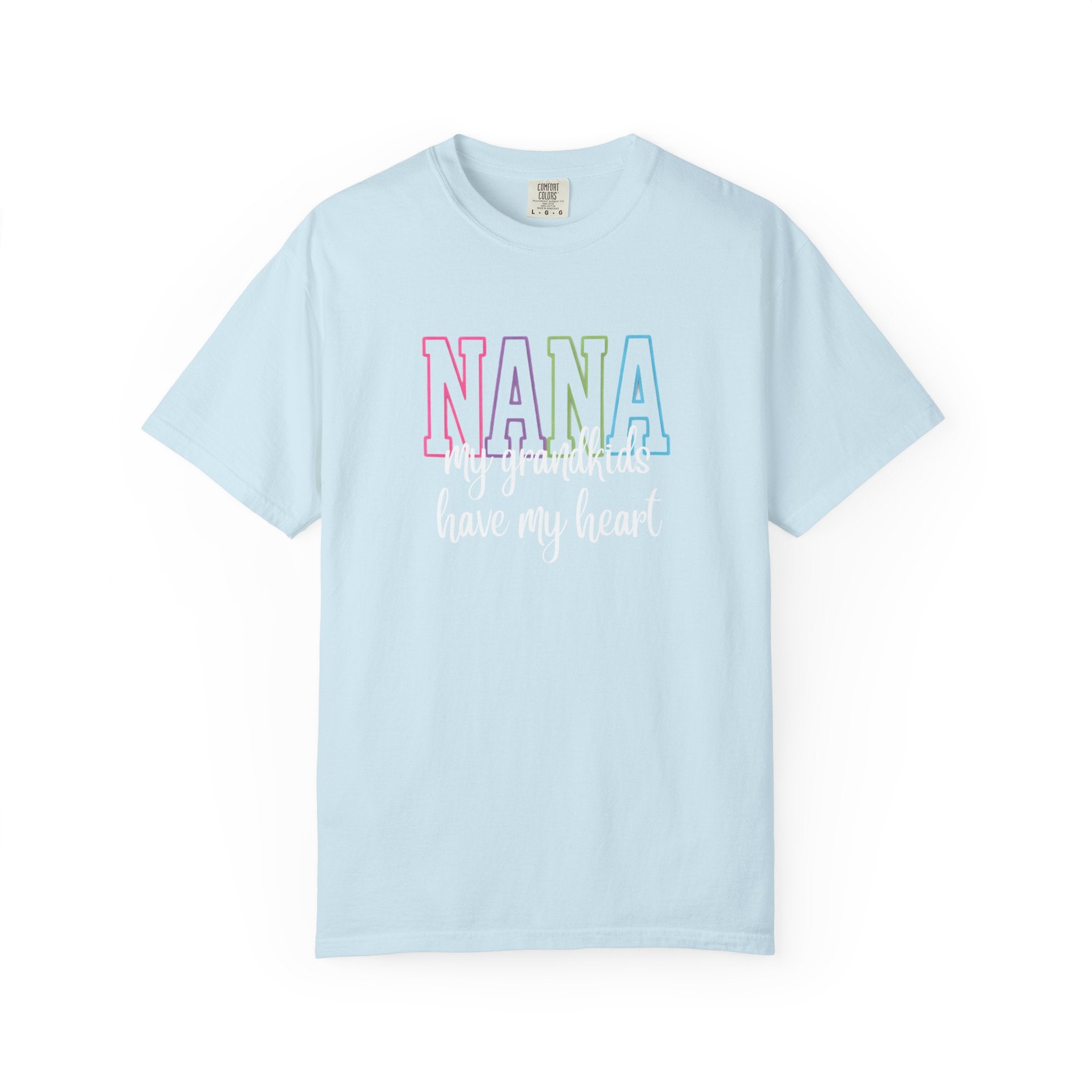 Nana Pastel Rainbow Tee — 'NANA' Floral Outline Grandma T-Shirt