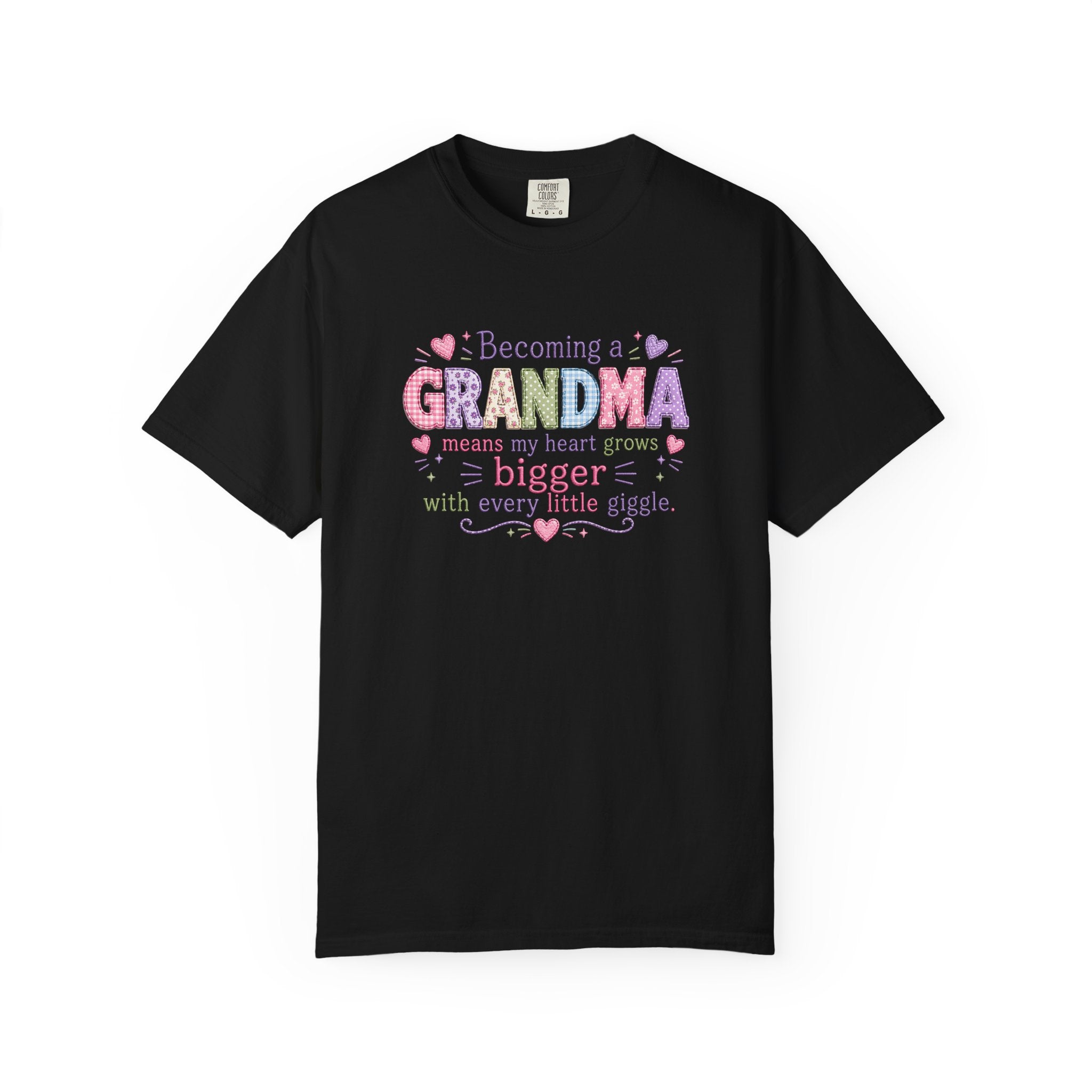Grandma T-Shirt - "Becoming a Grandma Means My Heart Grows Bigger" - Cute Pastel New Grandma Gift