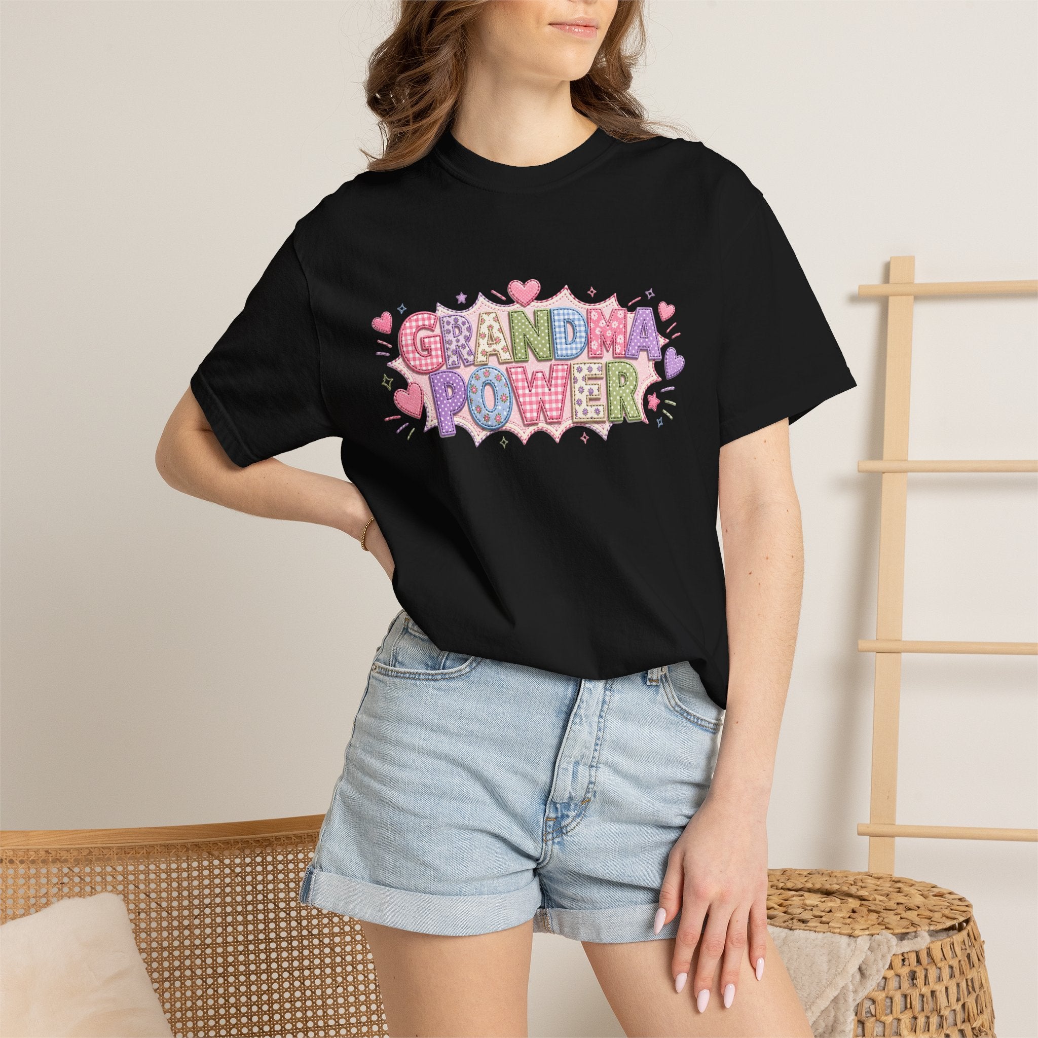 Grandma Power T-Shirt — Cute Heart Graphic Tee for Grandmothers