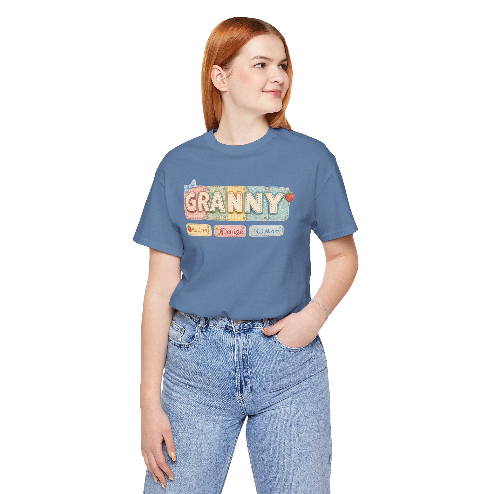 Granny Retro Nameplate T‑Shirt — Personalized Grandma Tee