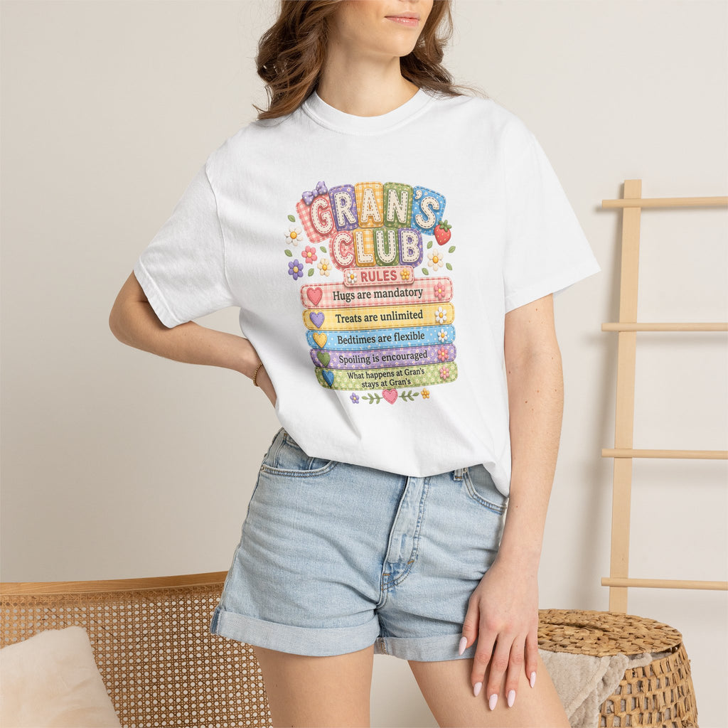 Grans Club Rules T-Shirt — Cute Floral Grandma Shirt, Funny Grandmother Gift for Mother's Day