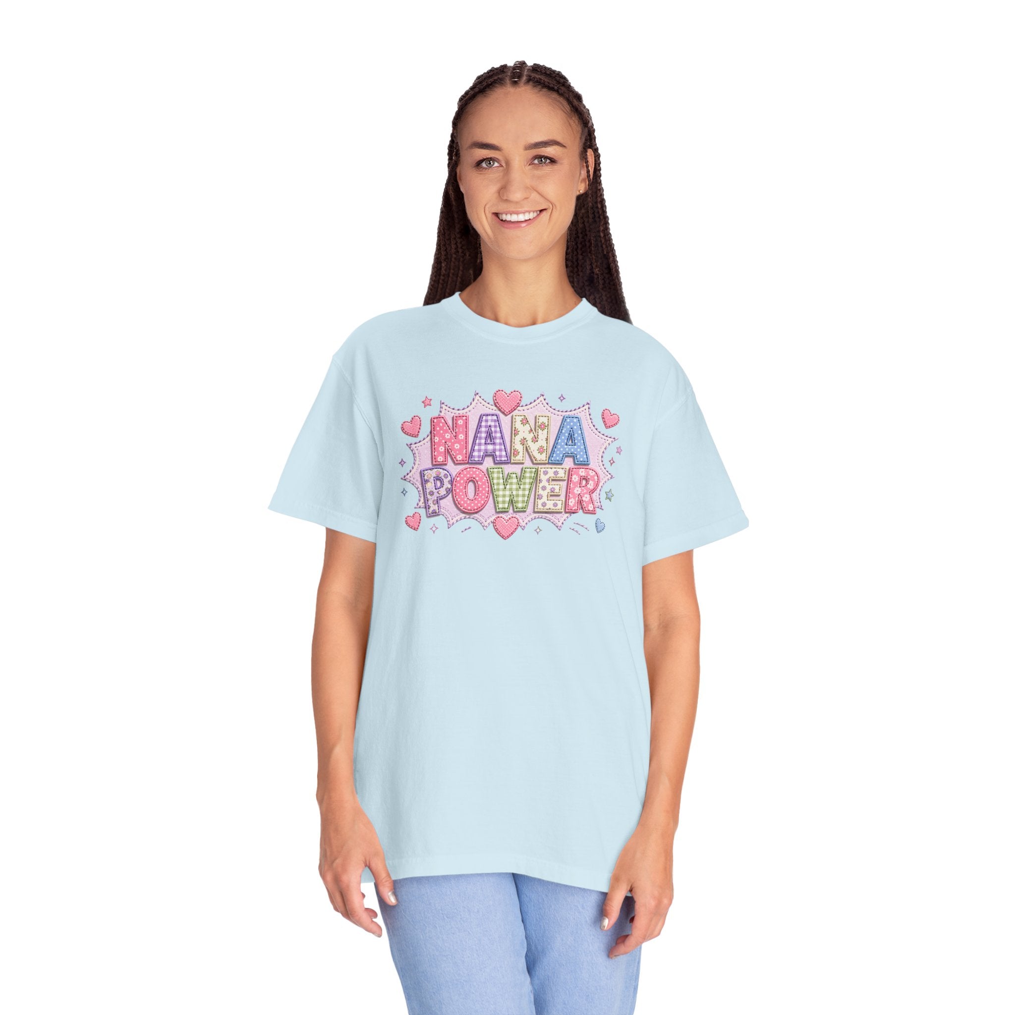 Nana Power T-Shirt — Playful Retro Heart Graphic for Grandmother Gifts