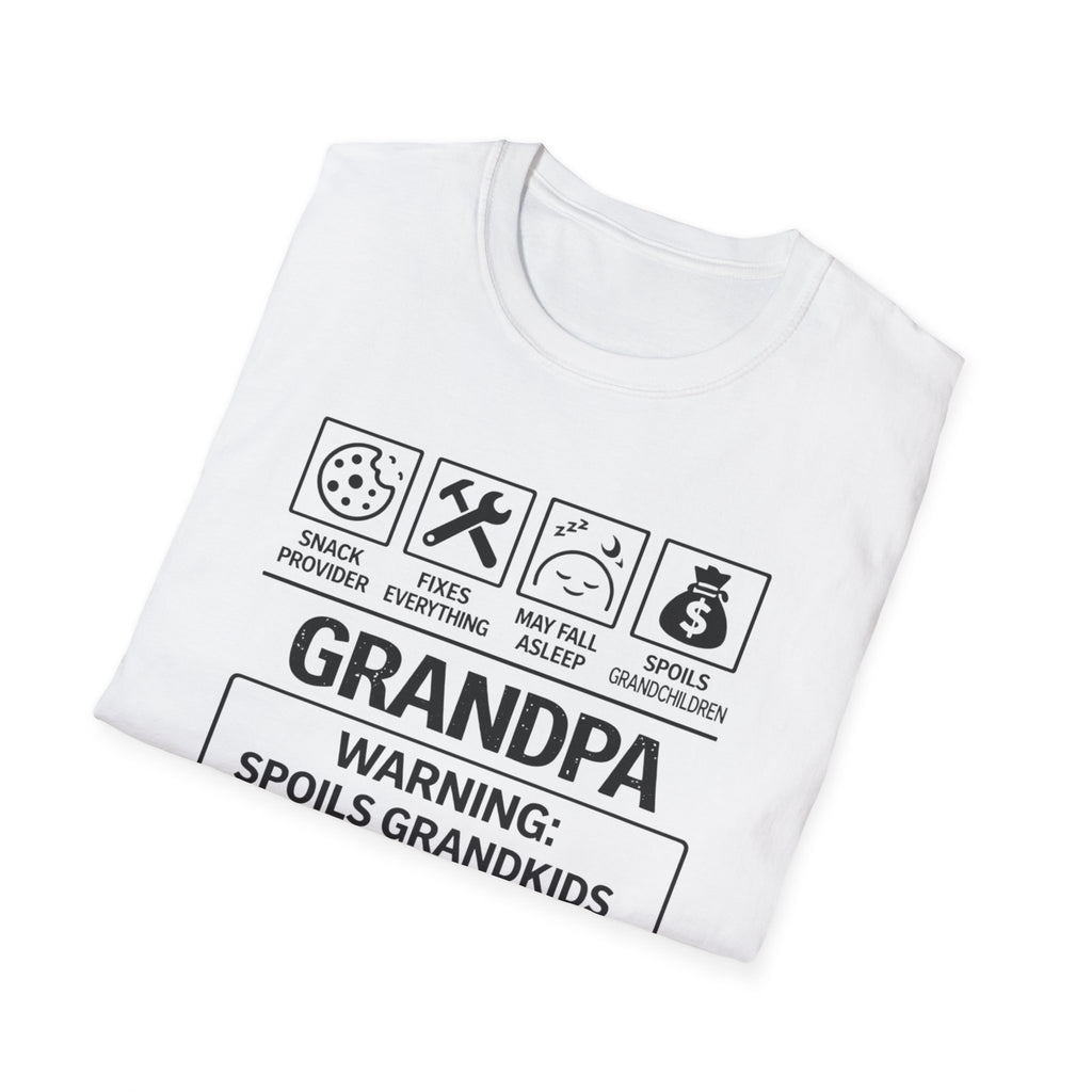 Grandpa Warning T-Shirt — "Spoils Grandkids & Hands Out Biscuits" Funny Grandpa Gift