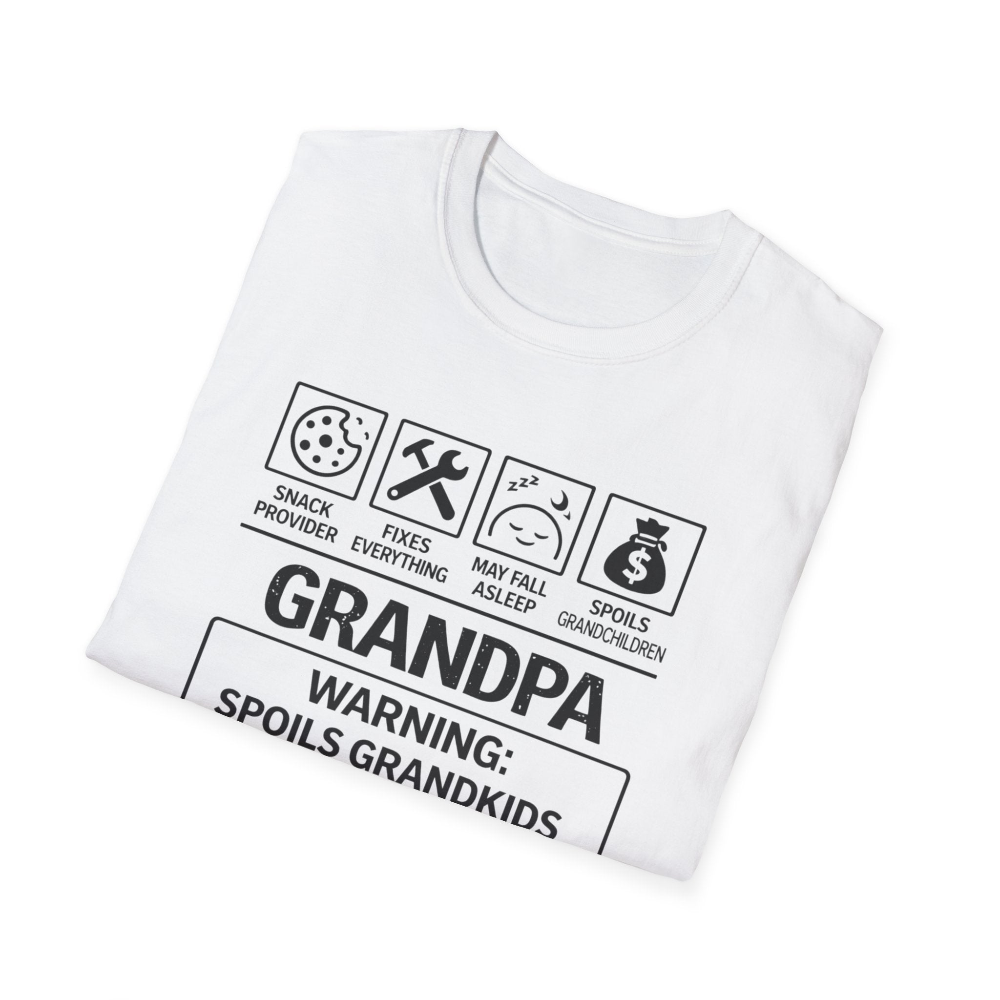 Grandpa Warning T-Shirt — "Spoils Grandkids & Hands Out Biscuits" Funny Grandpa Gift