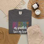 Grandma T-Shirt - "Grandma my grandkids have my heart" Soft Pastel Gift for Mothers & Grandparents