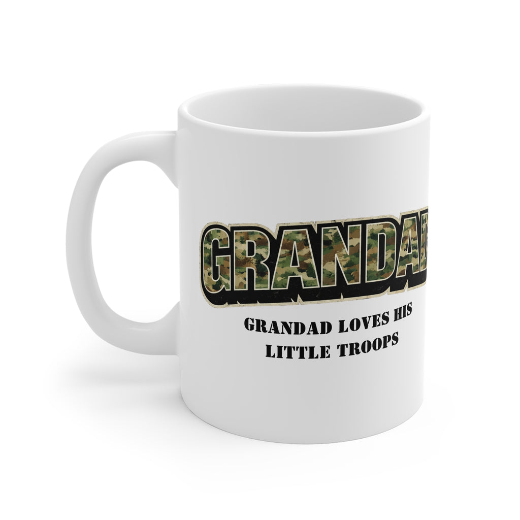 Grandad Camo Mug — "Grandad Loves His Little Troops" Military Family Coffee Cup