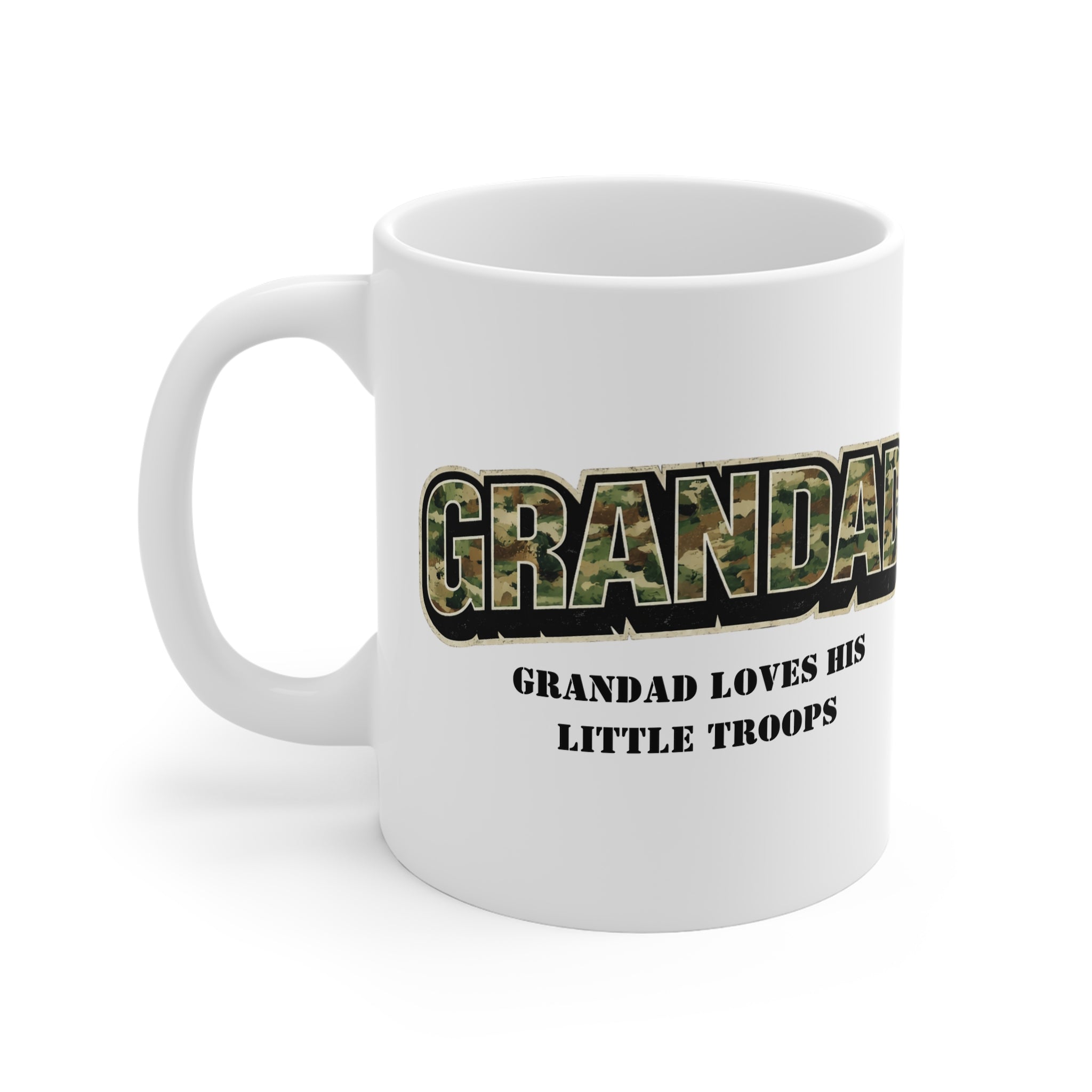 Grandad Camo Mug — "Grandad Loves His Little Troops" Military Family Coffee Cup