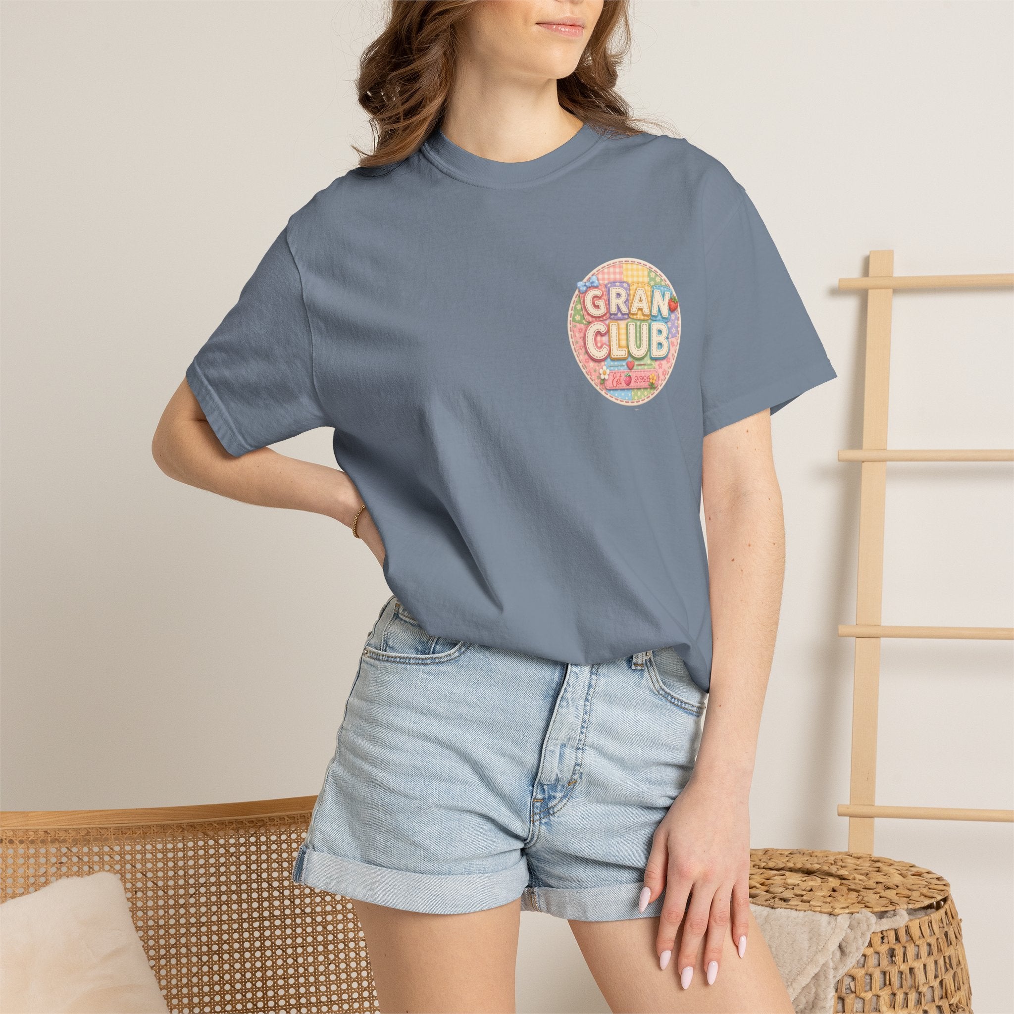 T-Shirt — "Gran Club" Retro Floral Badge Tee