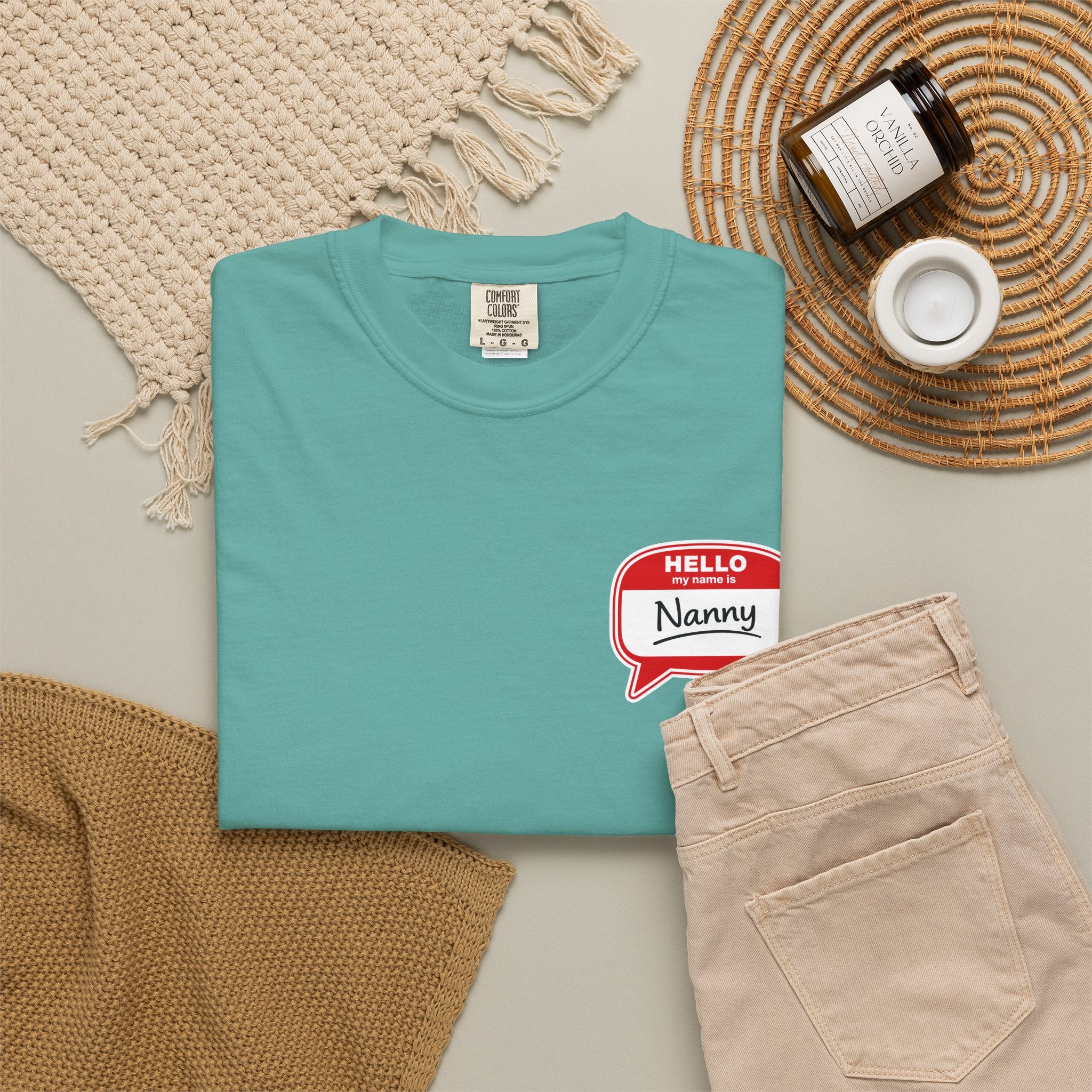 Hello Nanny Pocket T-Shirt – Cute Name Tag Tee for Grandparents & Caregivers
