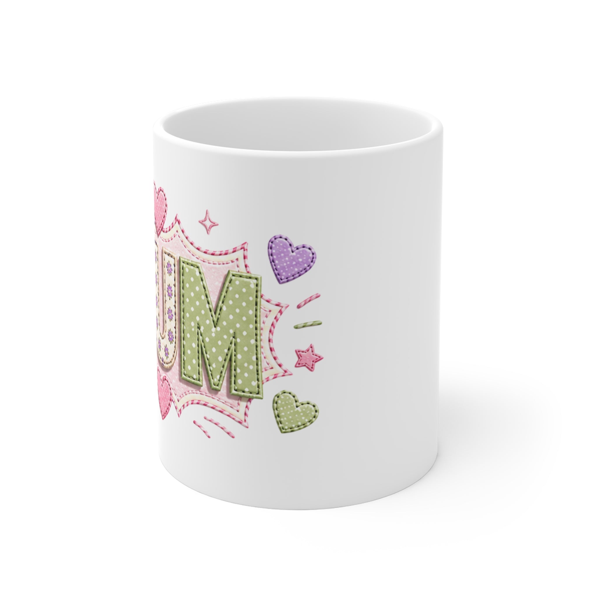 Mug — Cute Patchwork "MUM" Heart Coffee Mug | Mother's Day Gift