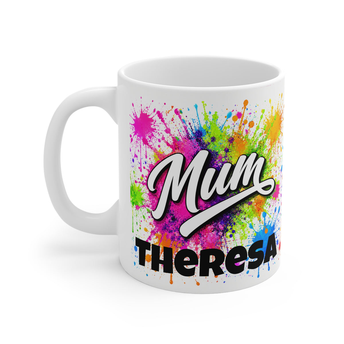 MUM - Colourful Paint Splatter Mug - Personalised