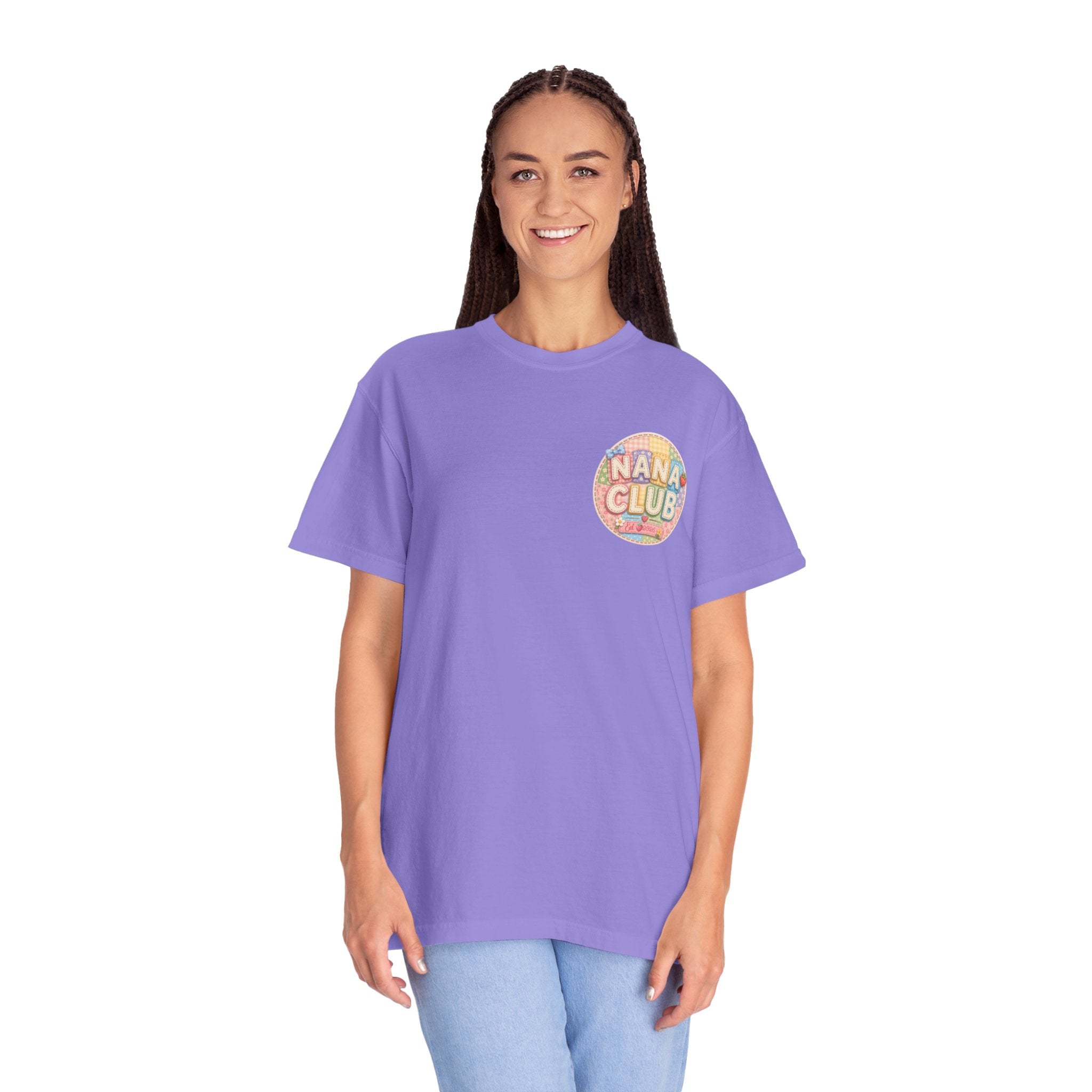 Nana Club T-Shirt — Retro Rainbow Badge Graphic