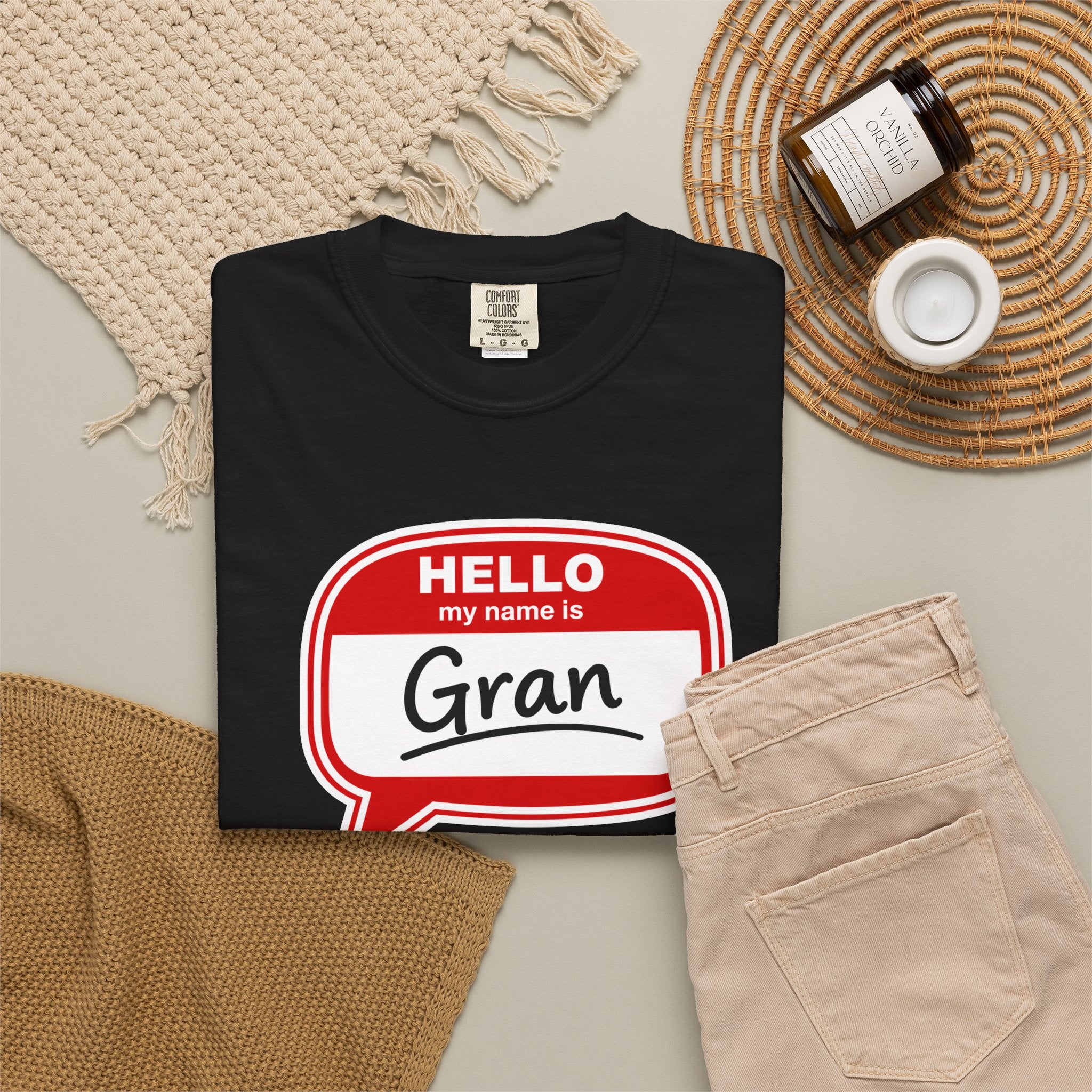 Hello My Name Is Gran T-Shirt – Funny Name Badge Tee for Grandmothers