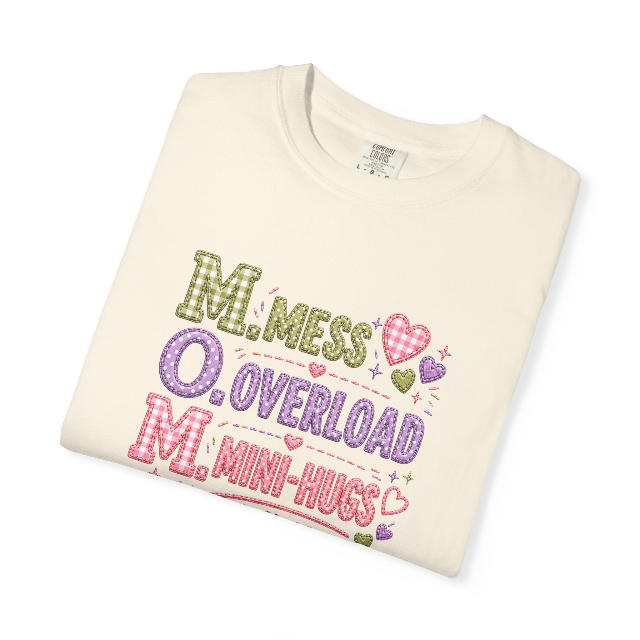 Mom Acronym Graphic T-Shirt — “M.O.M. Mess Overload Mini-Hugs” Cute Pastel Mothers Day Tee