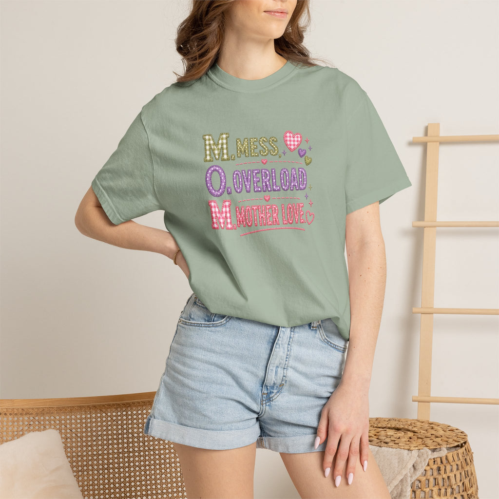 Mom Acronym T-Shirt — “M.O.M. Mess Overload Mother Love” Cute Mom Graphic Tee