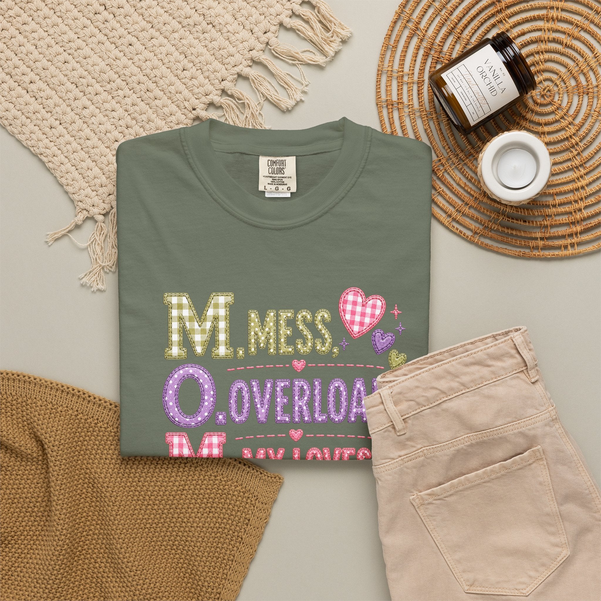T-Shirt — "M.O.M. Mess, Overload, My Loves" Cute Mom Acronym Graphic Tee