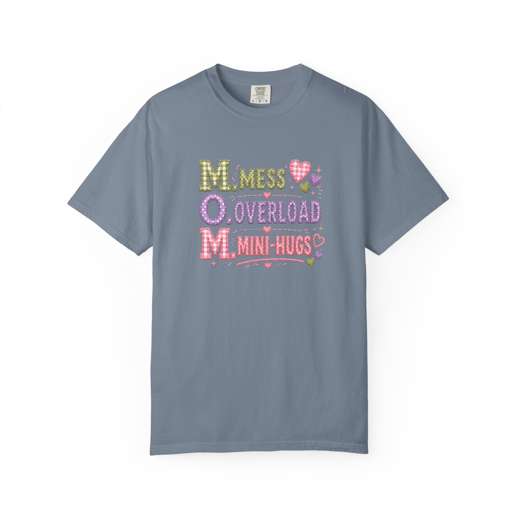Mom Acronym Graphic T-Shirt — “M.O.M. Mess Overload Mini-Hugs” Cute Pastel Mothers Day Tee