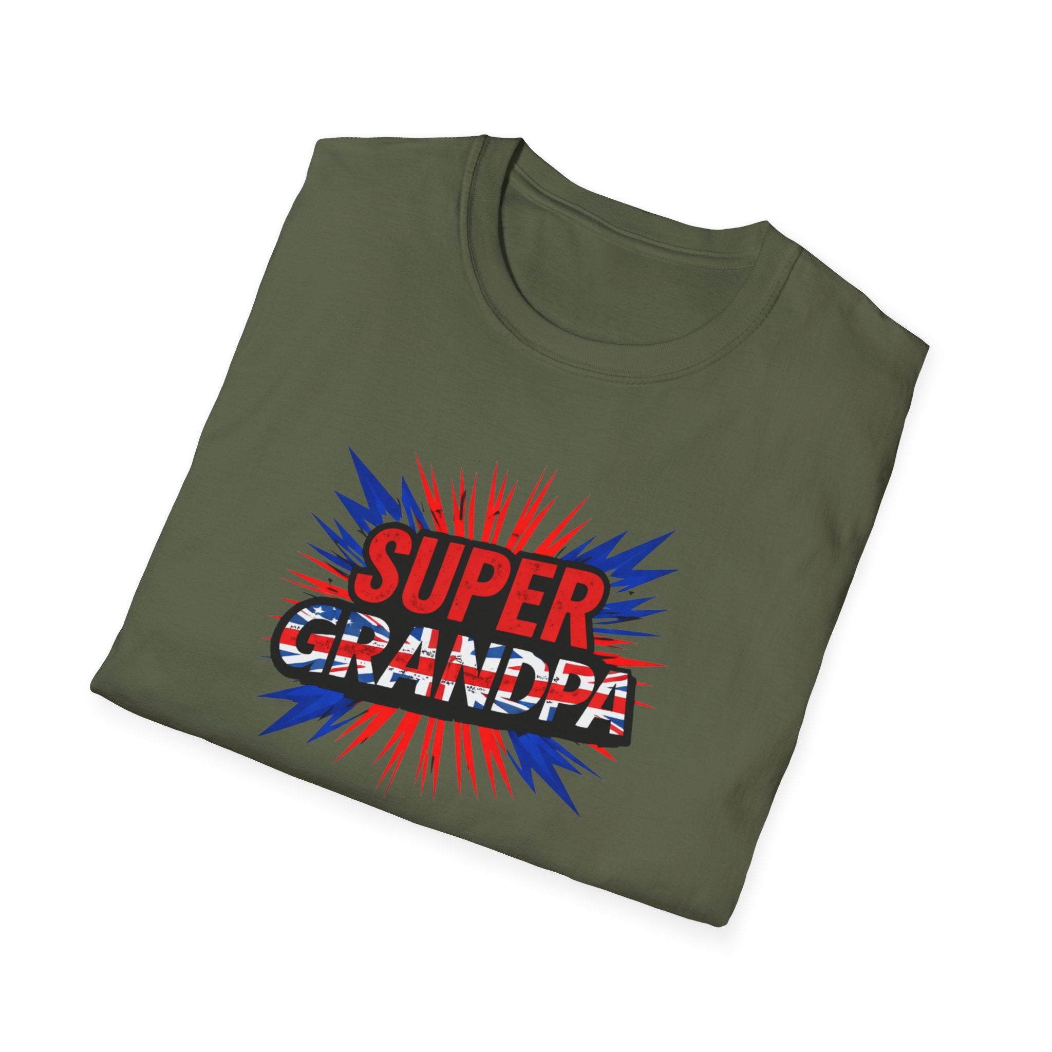 Super Grandpa T-Shirt Union Jack/England themed – Retro Comic Style Father’s Day Gift for Grandfathers