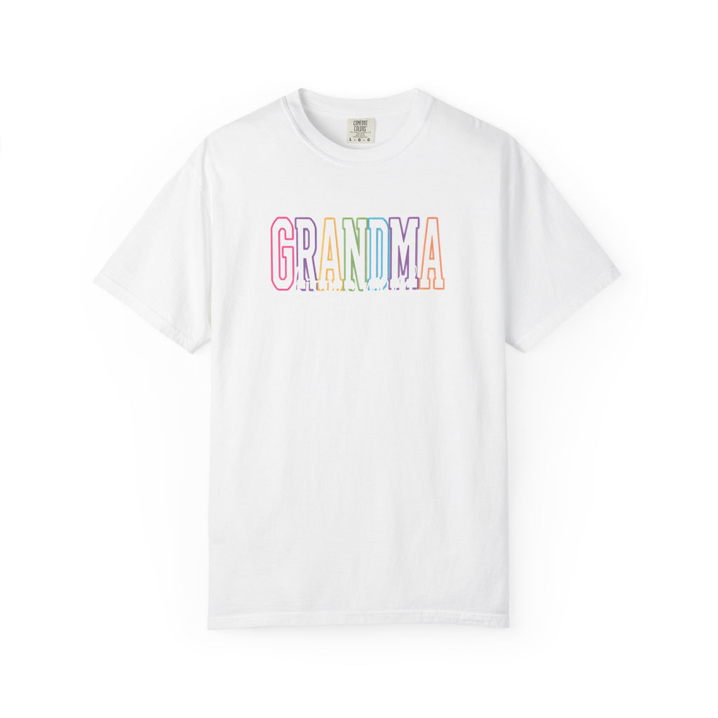 Grandma Pastel Rainbow T-Shirt — Retro Block Letter Grandma Tee