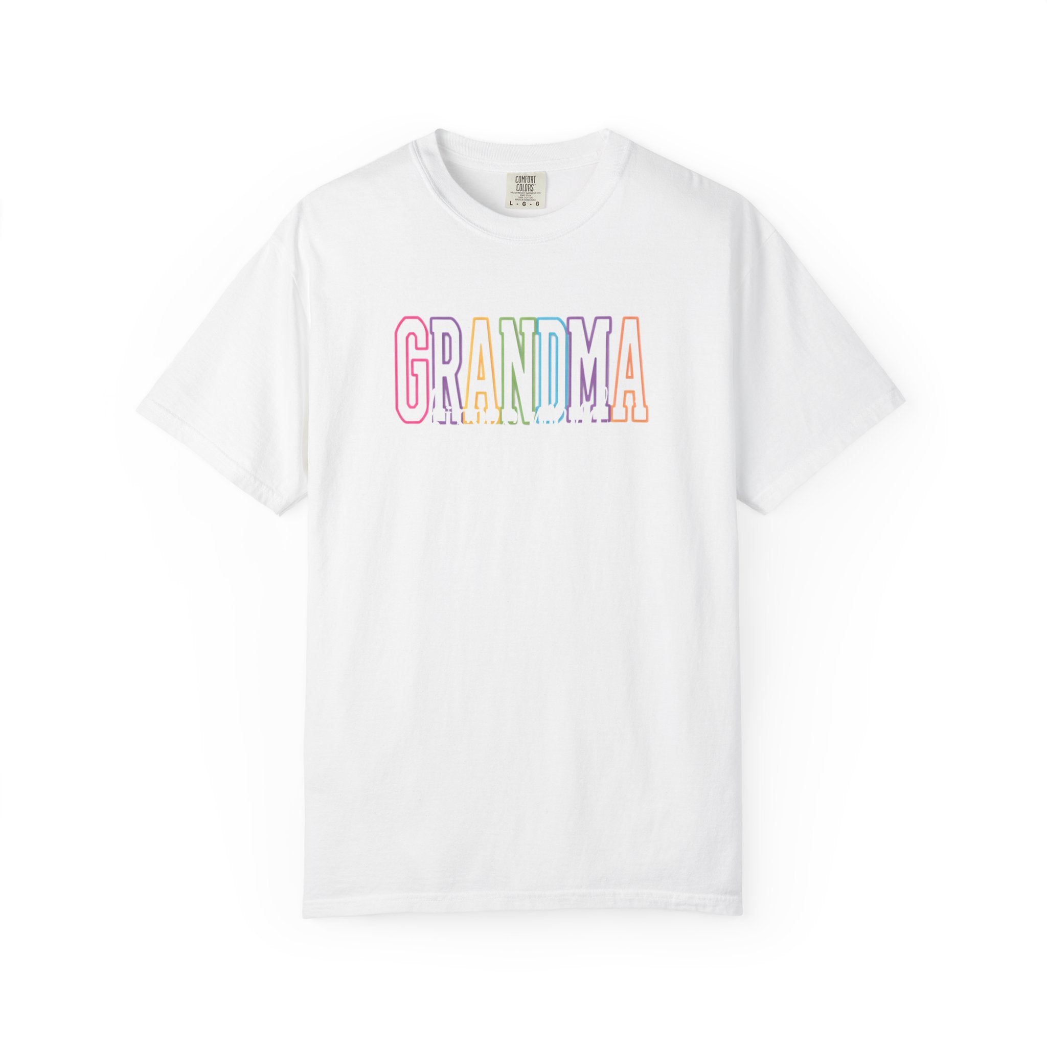 Grandma Pastel Rainbow T-Shirt — Retro Block Letter Grandma Tee